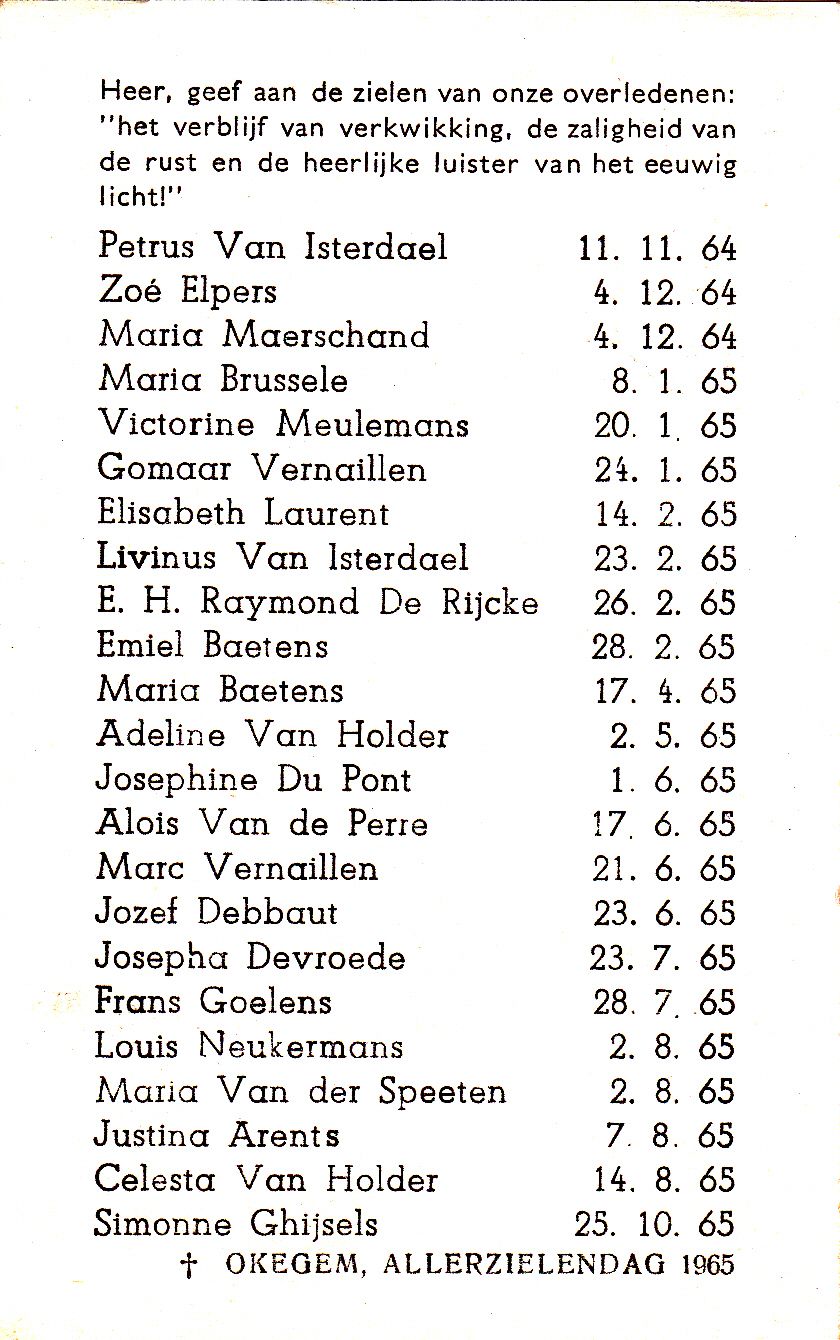 1965 Allerzielen - Herdenking Overledenen