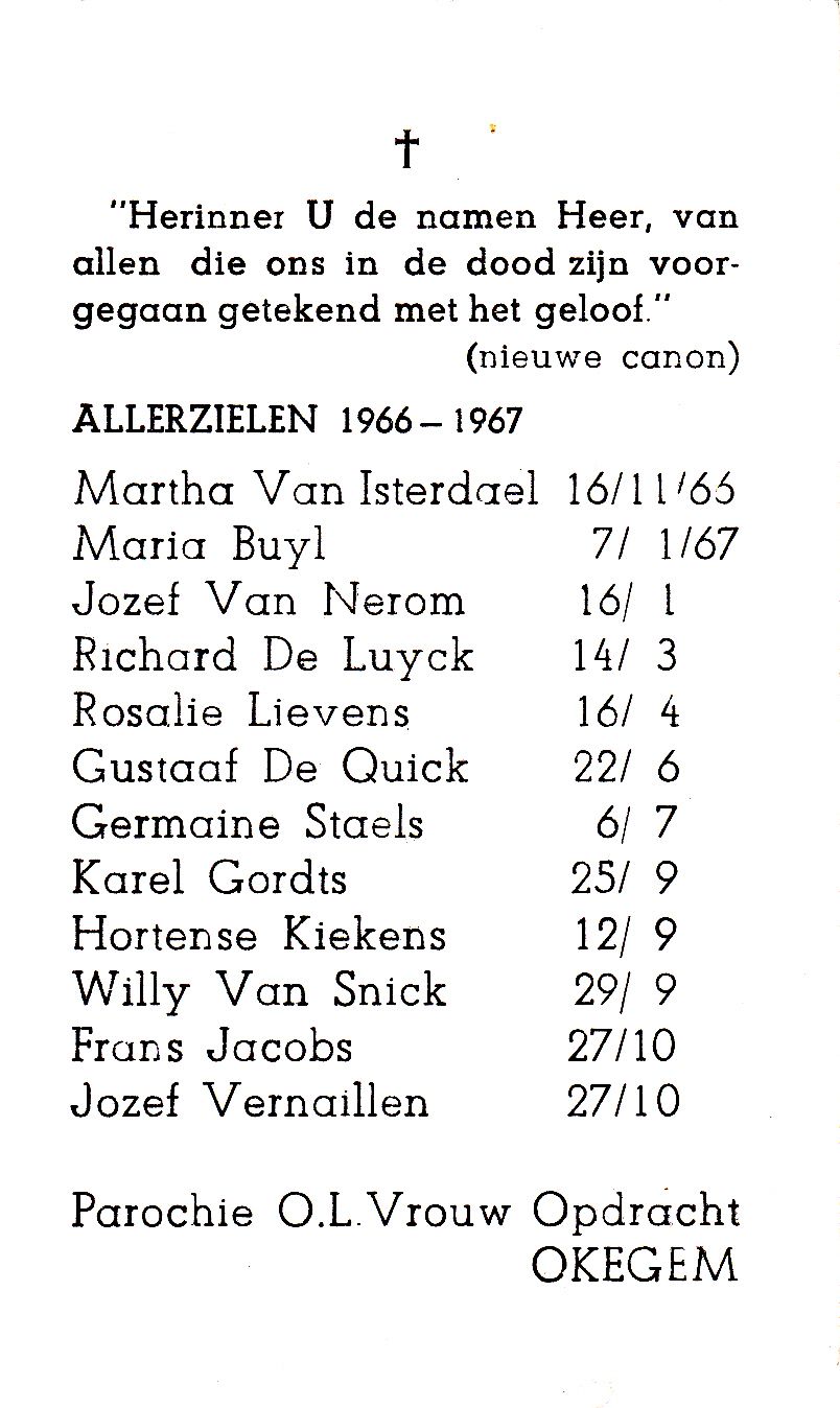 1967 - Allerzielen - Herdenking Overledenen