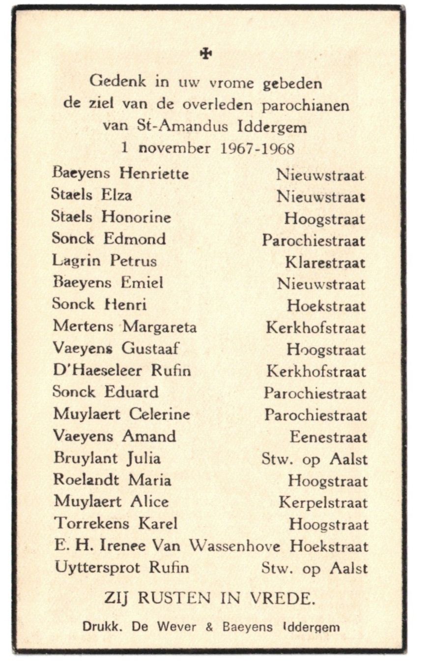 1968 - Allerheiligen - Herdenking Overledenen (Idderdem)