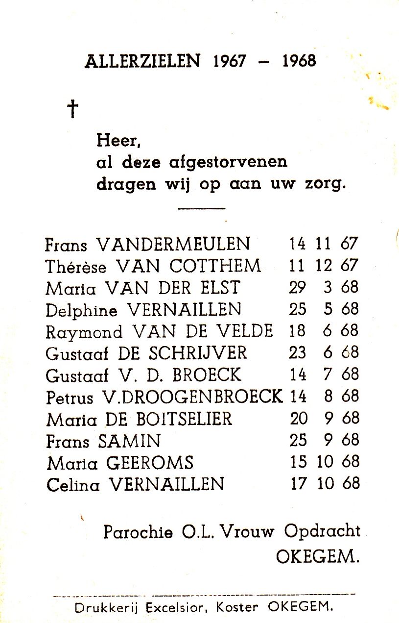 1968 - Allerheiligen - Herdenking Overledenen