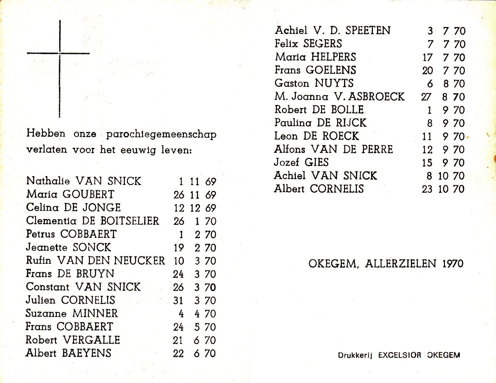 1970 - Allerzielen - Herdenking Overledenen