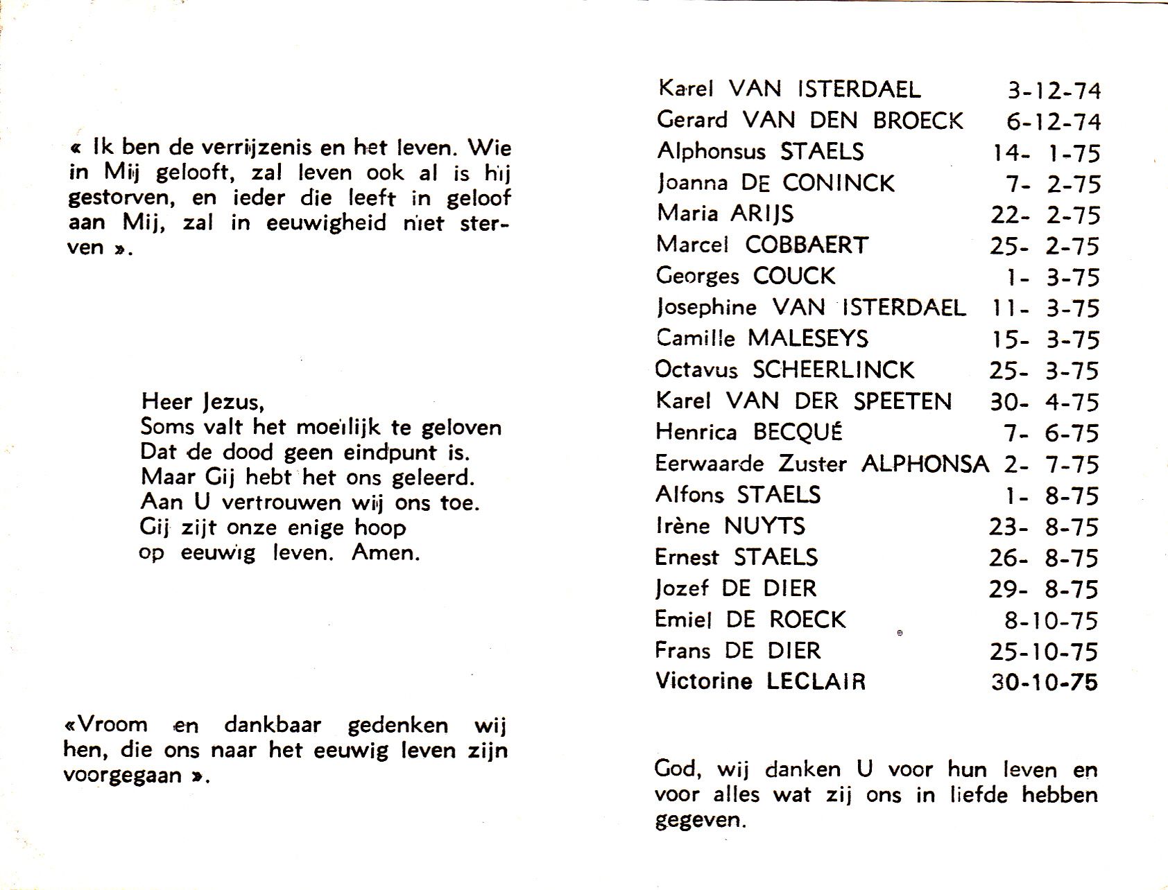 1975 - Allerzielen - Herdenking Overledenen