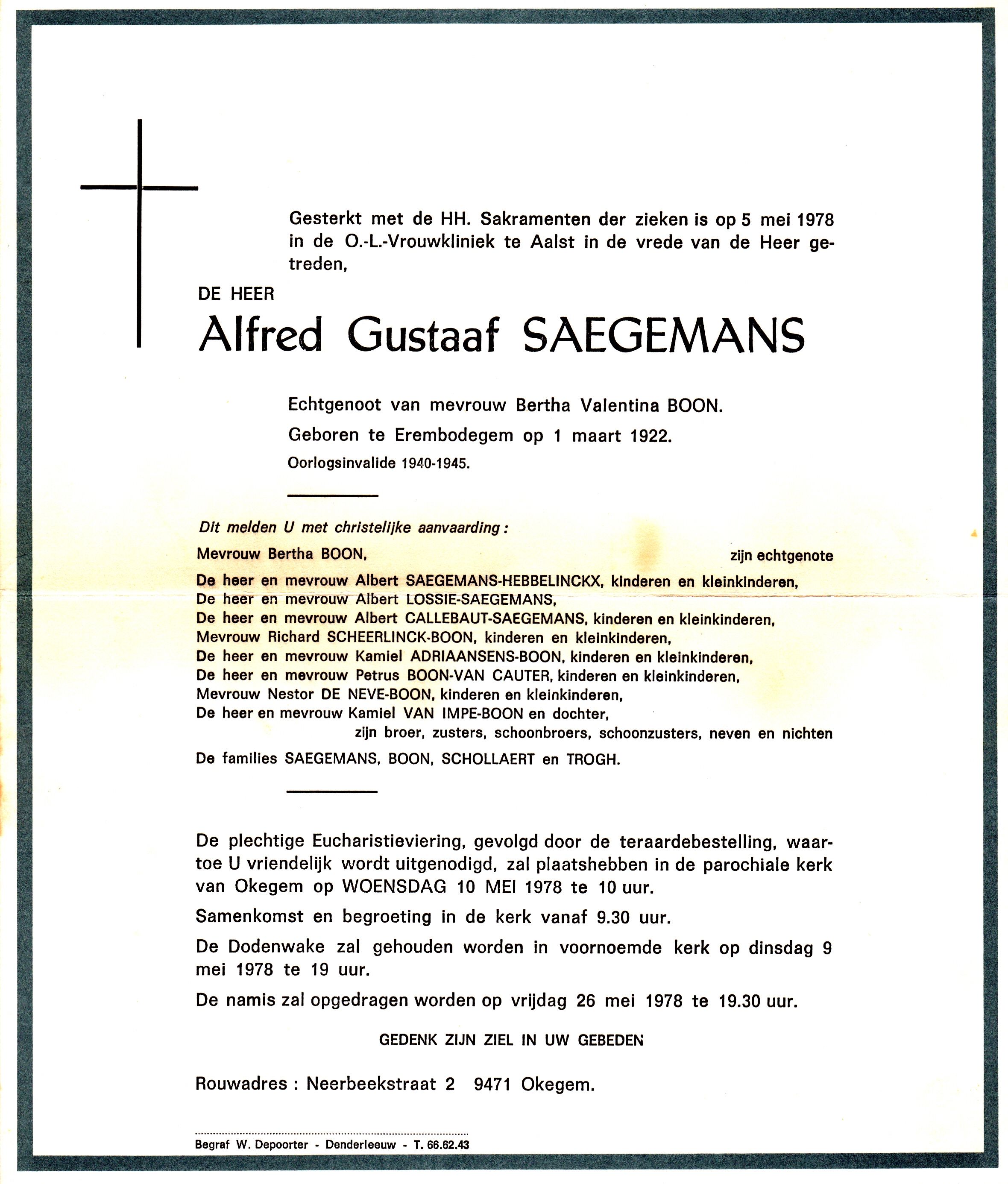 Saegemans Alfred Gustaaf 