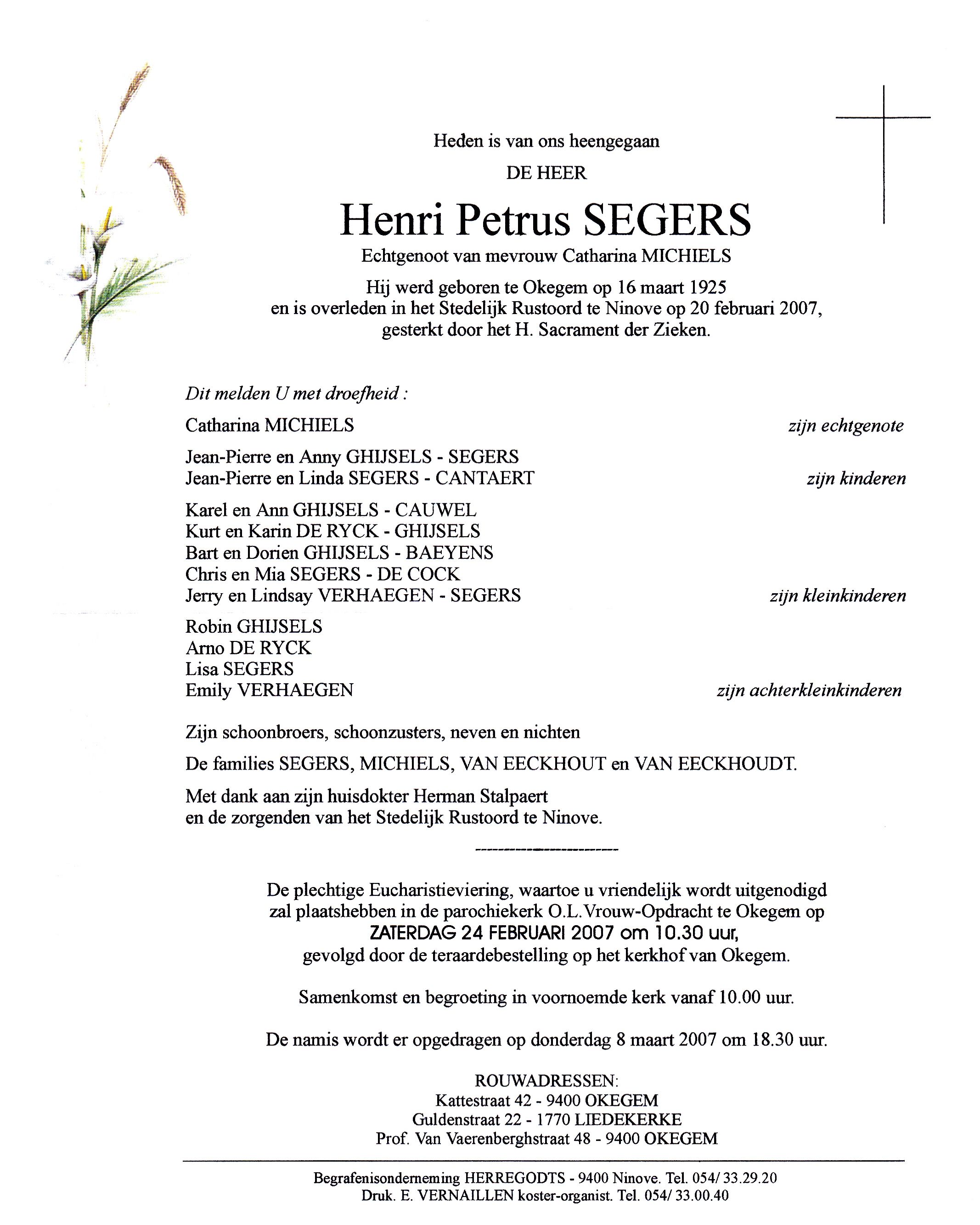 Segers Henri Petrus   