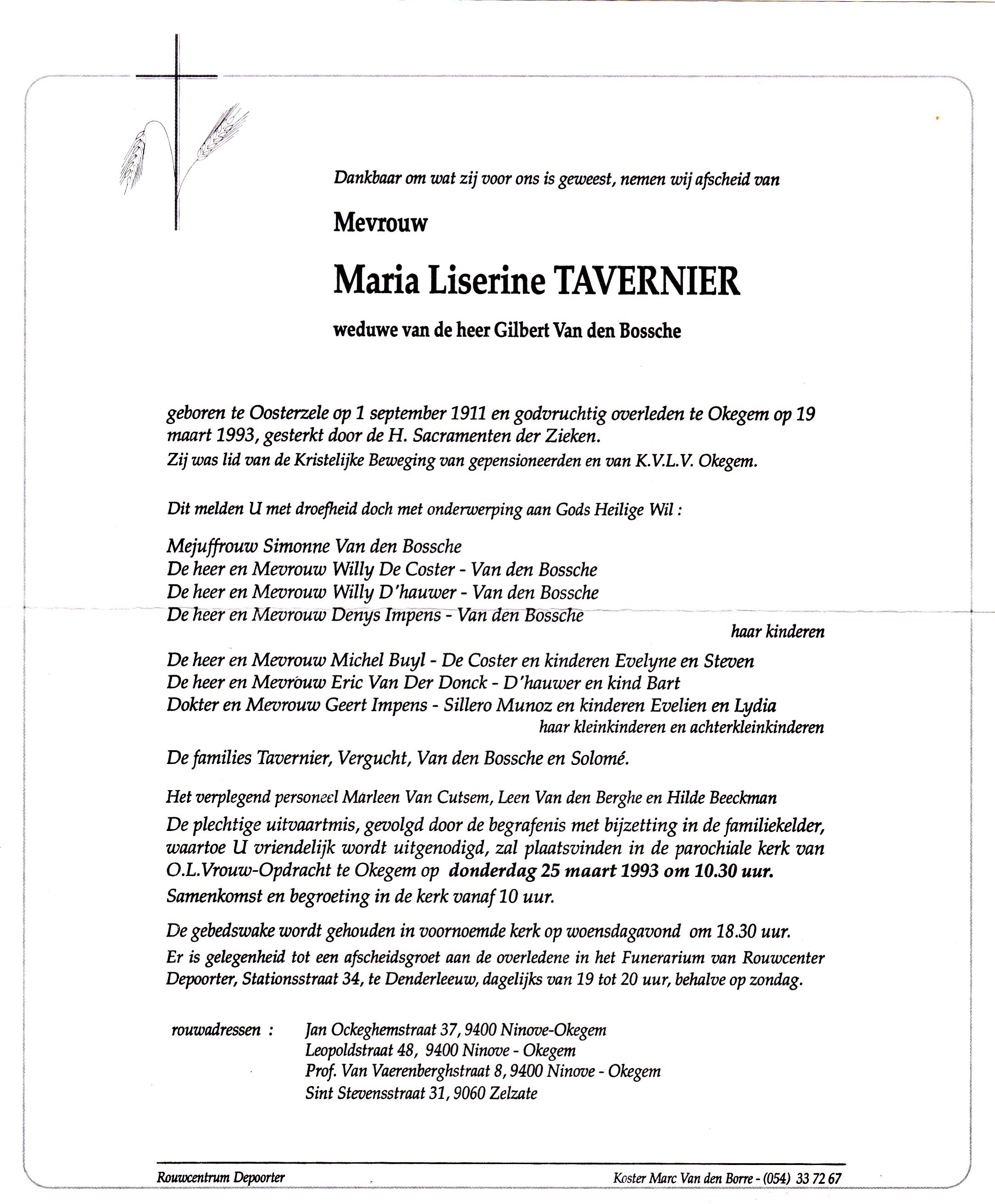 Tavernier Maria Liserine 