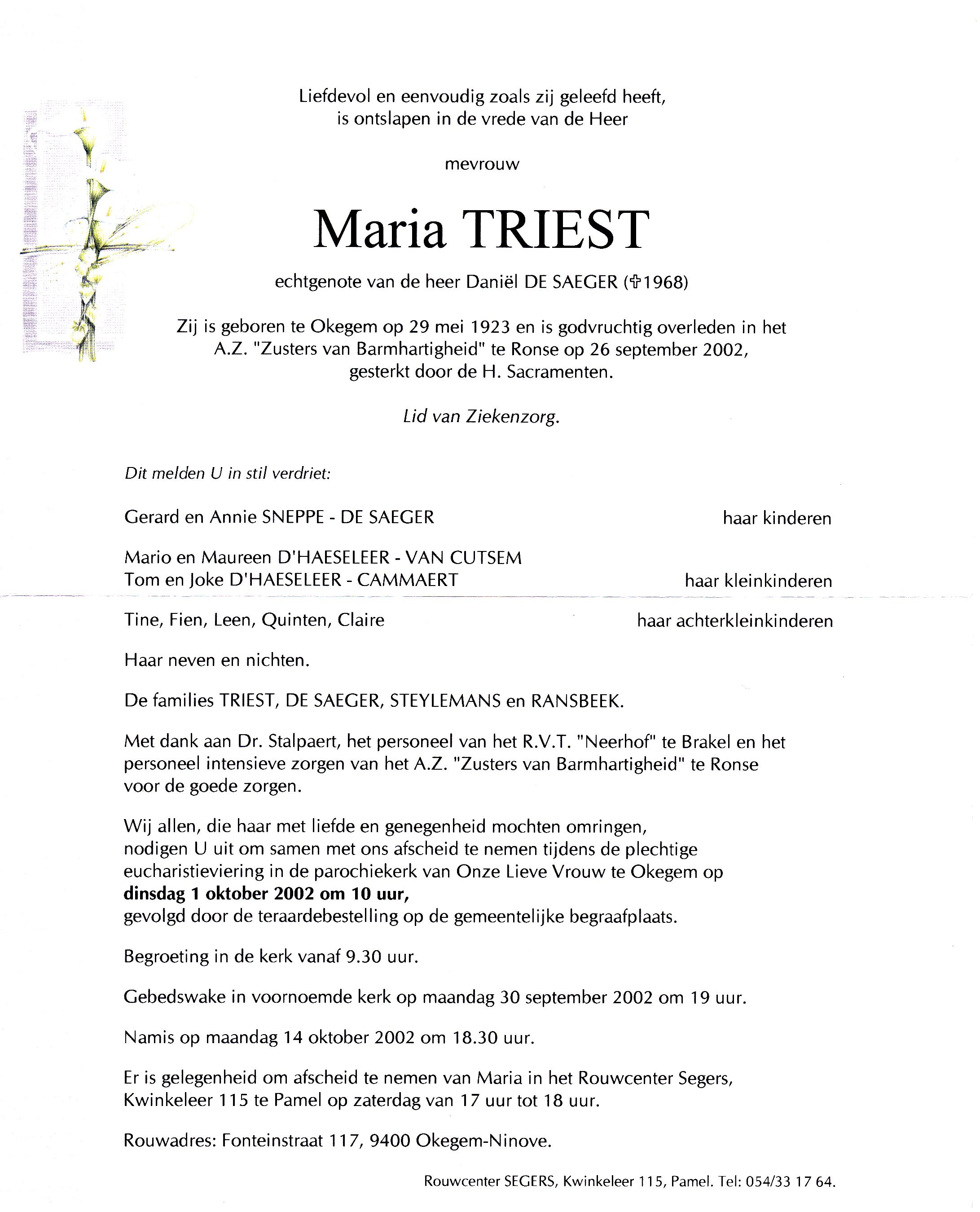 Triest Maria (x De Saeger)  