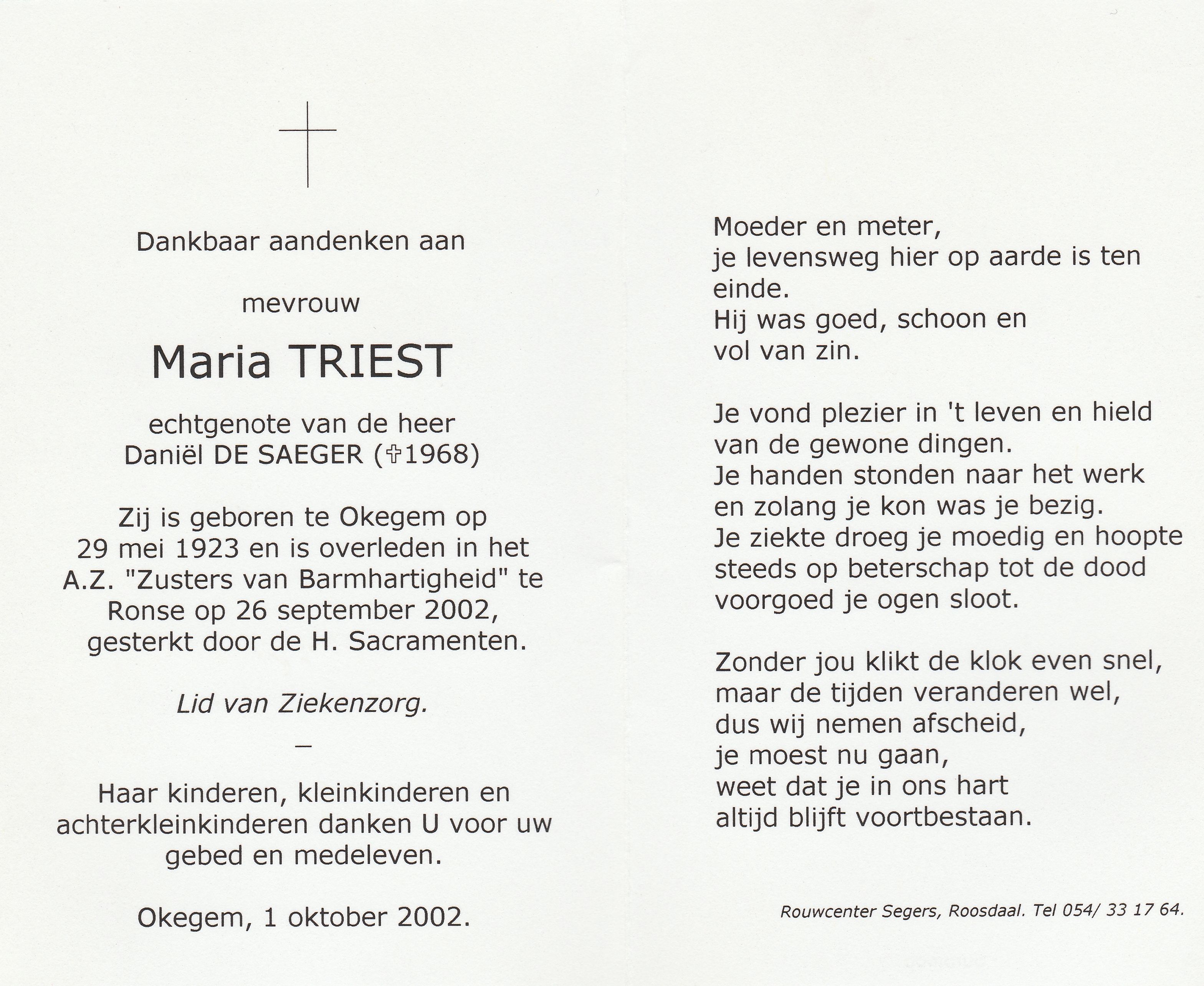 Triest Maria (x De Saeger)