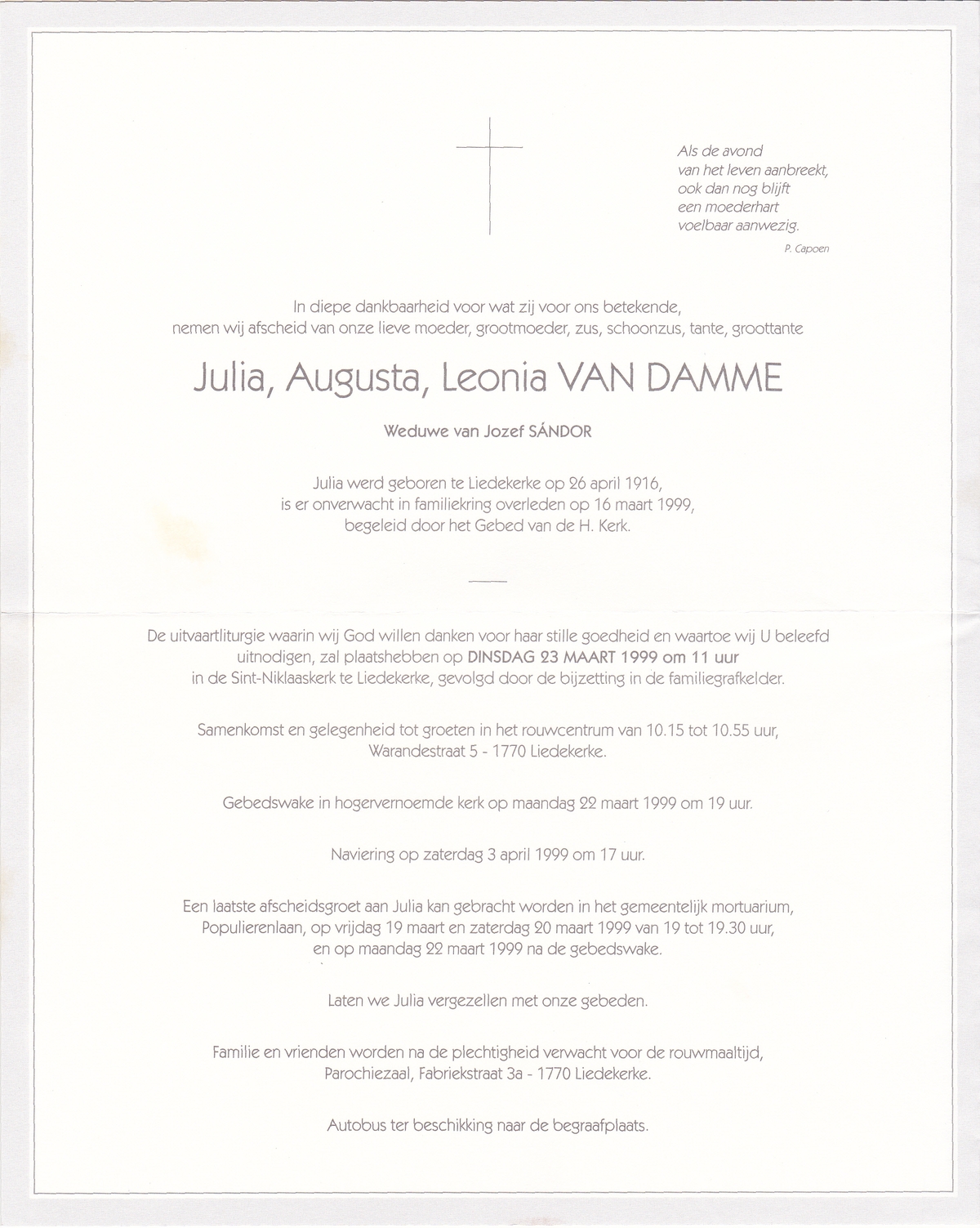 Van Damme Julia Augusta Leonia   