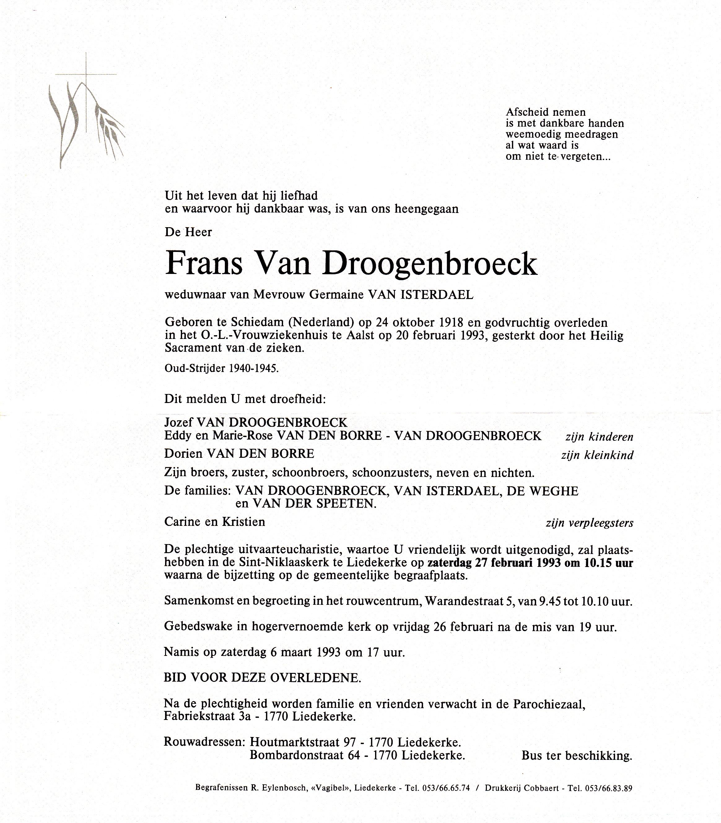 Van Droogenbroeck Frans  