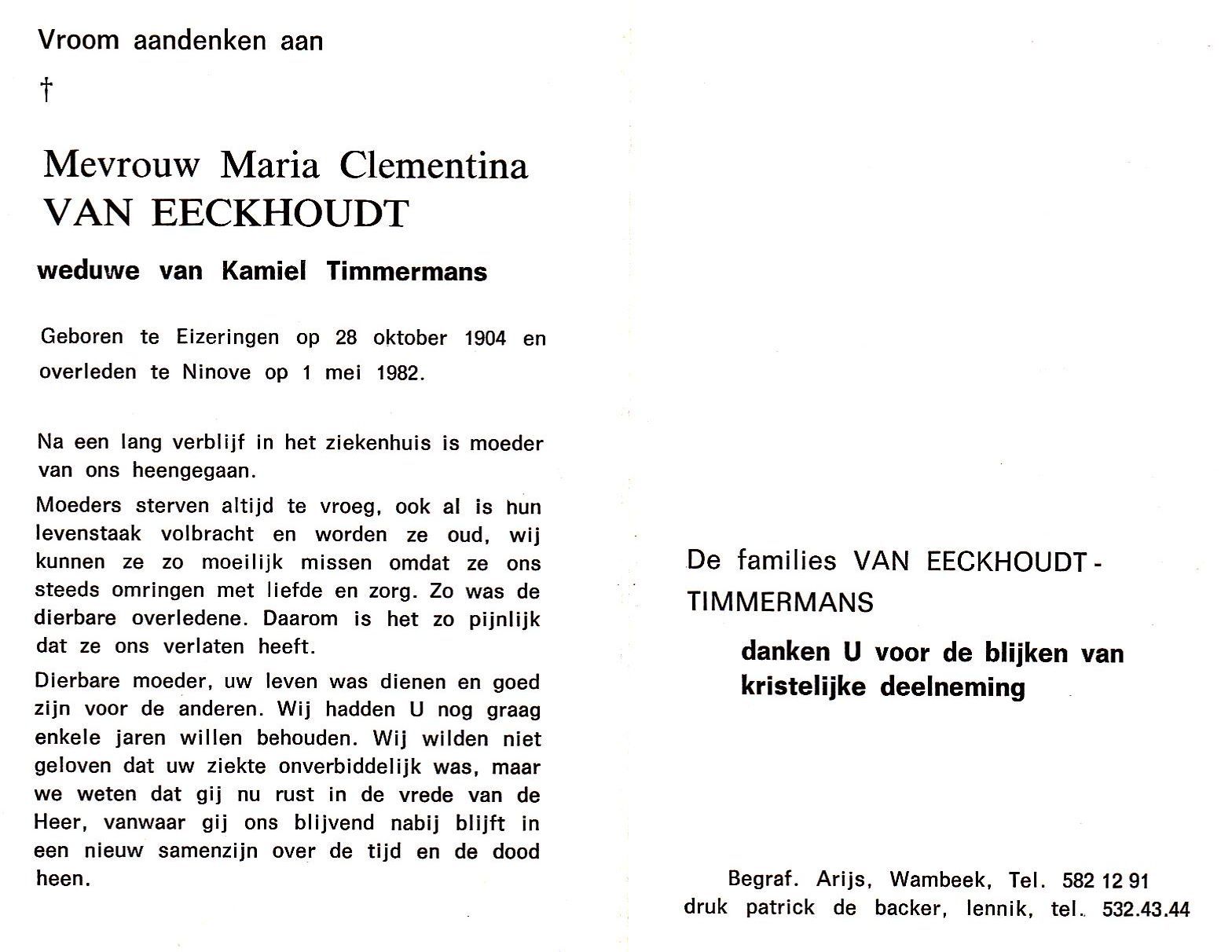 Van Eeckhoudt Maria Clementina