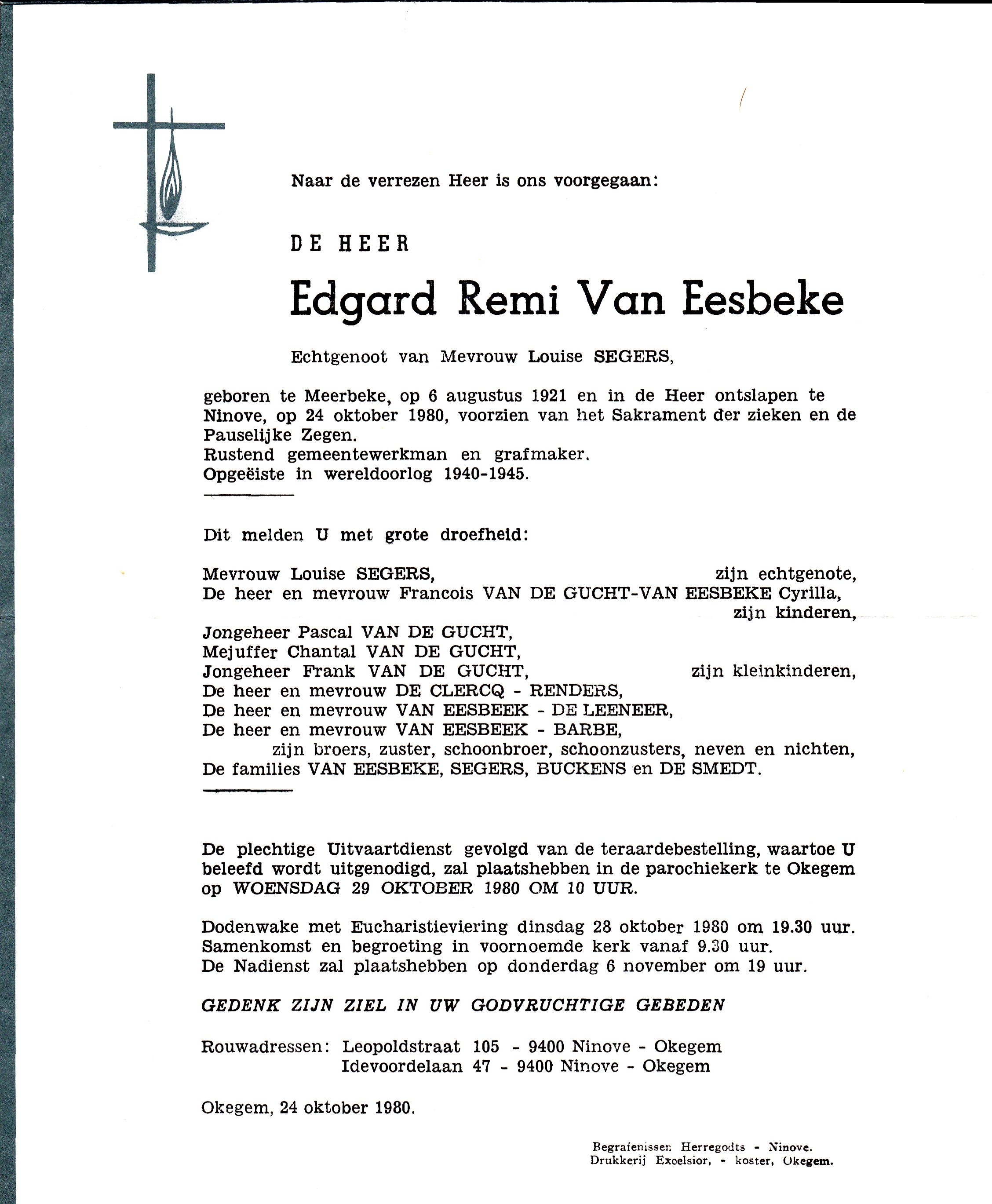 Van Eesbeke Edgard Remi  