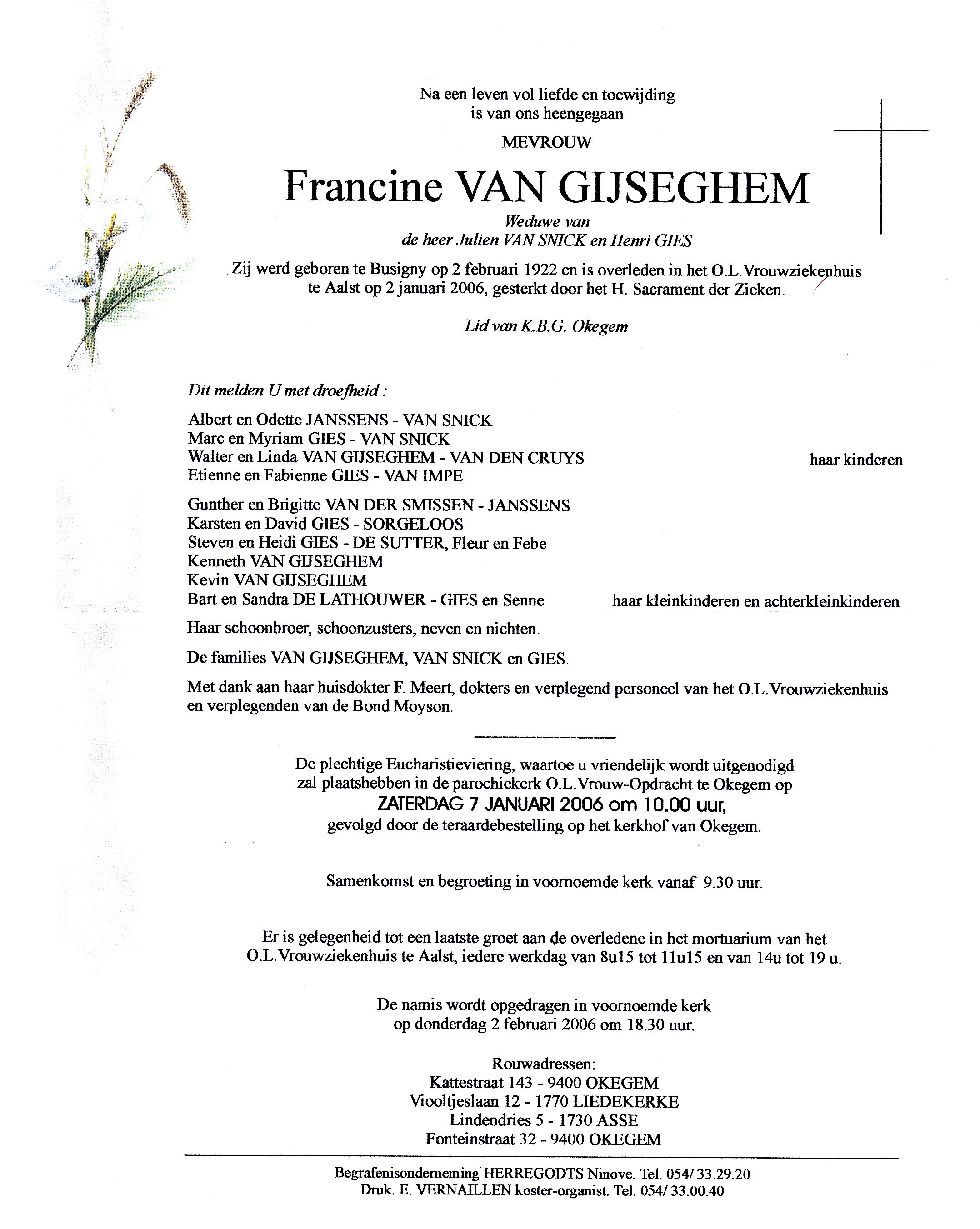 Van Gijseghem Francine  