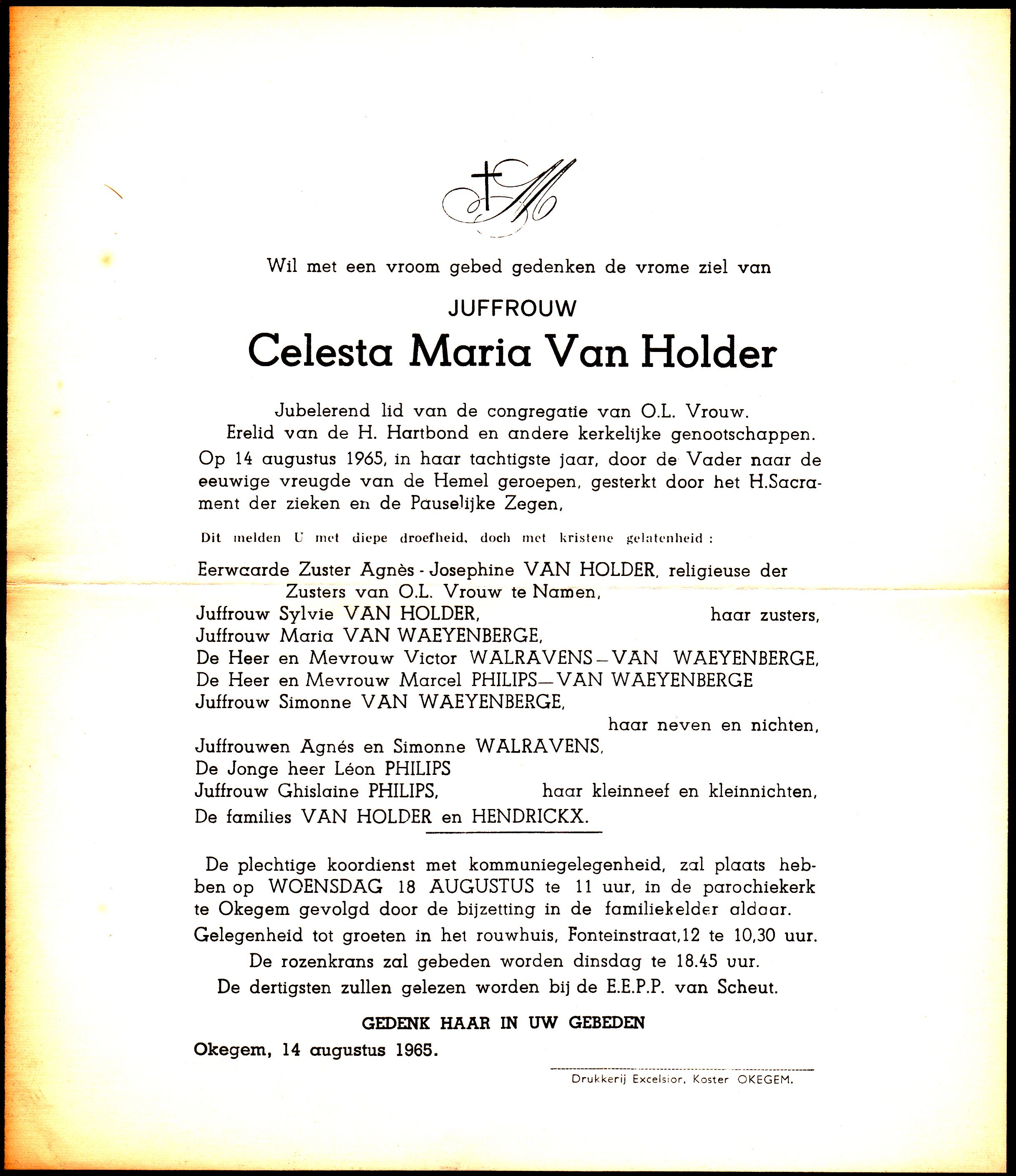 Van Holder Celesta Maria  