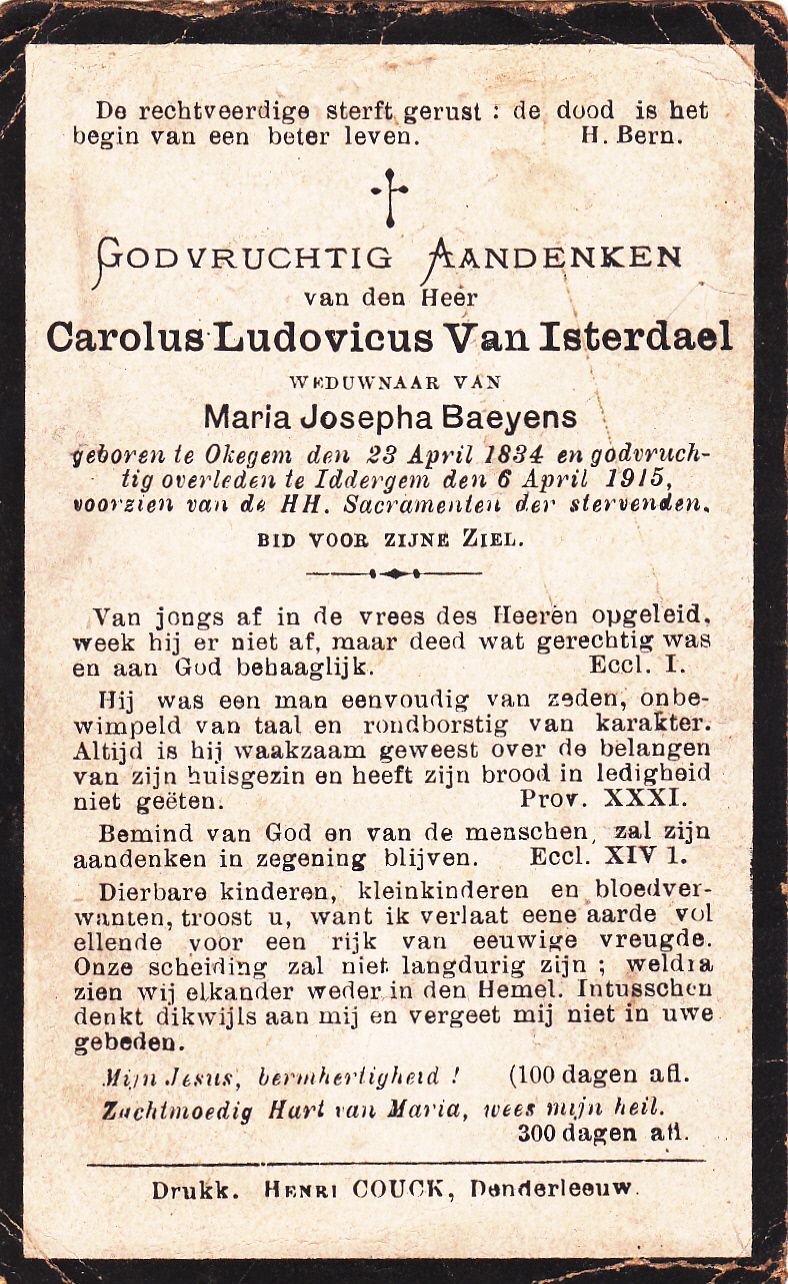 Van Isterdael Carolus Ludovicus