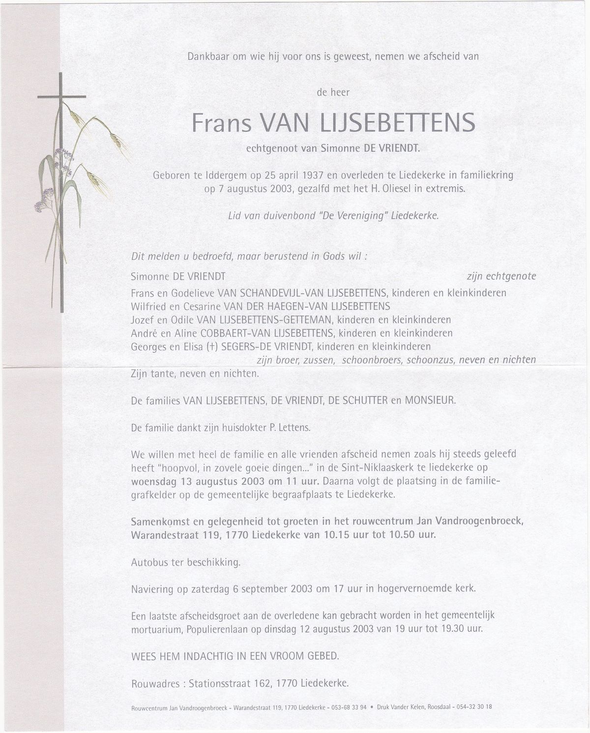 Van Lijsebettens Frans  