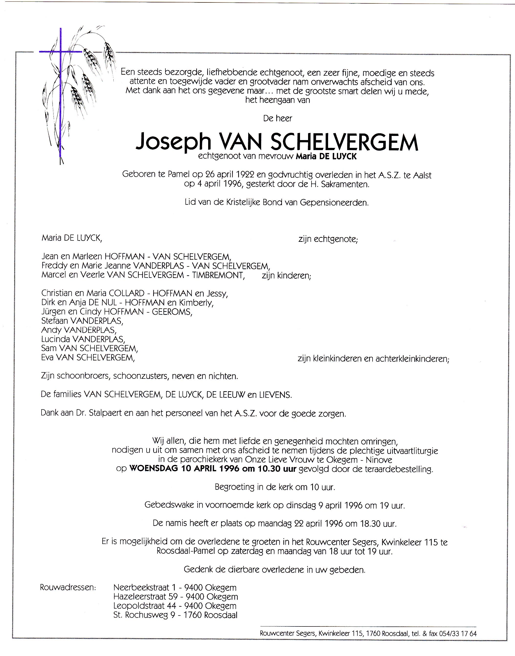 Van Schelvergem Joseph  