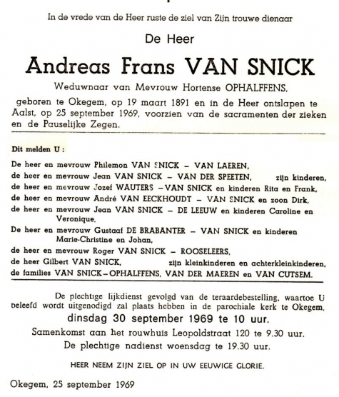 Van Snick Andreas Frans   