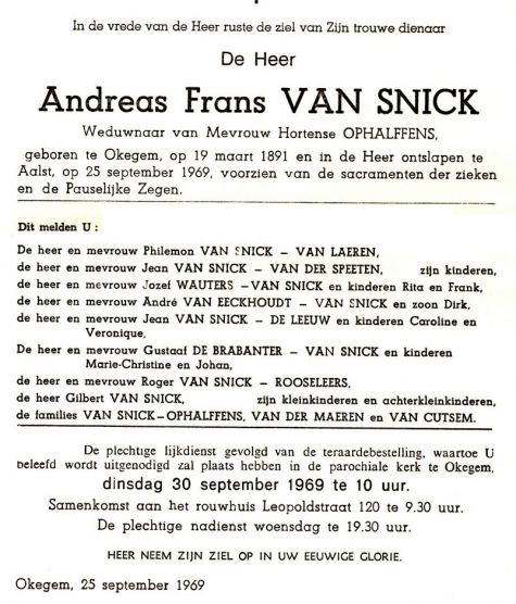 Van Snick Andreas Frans   