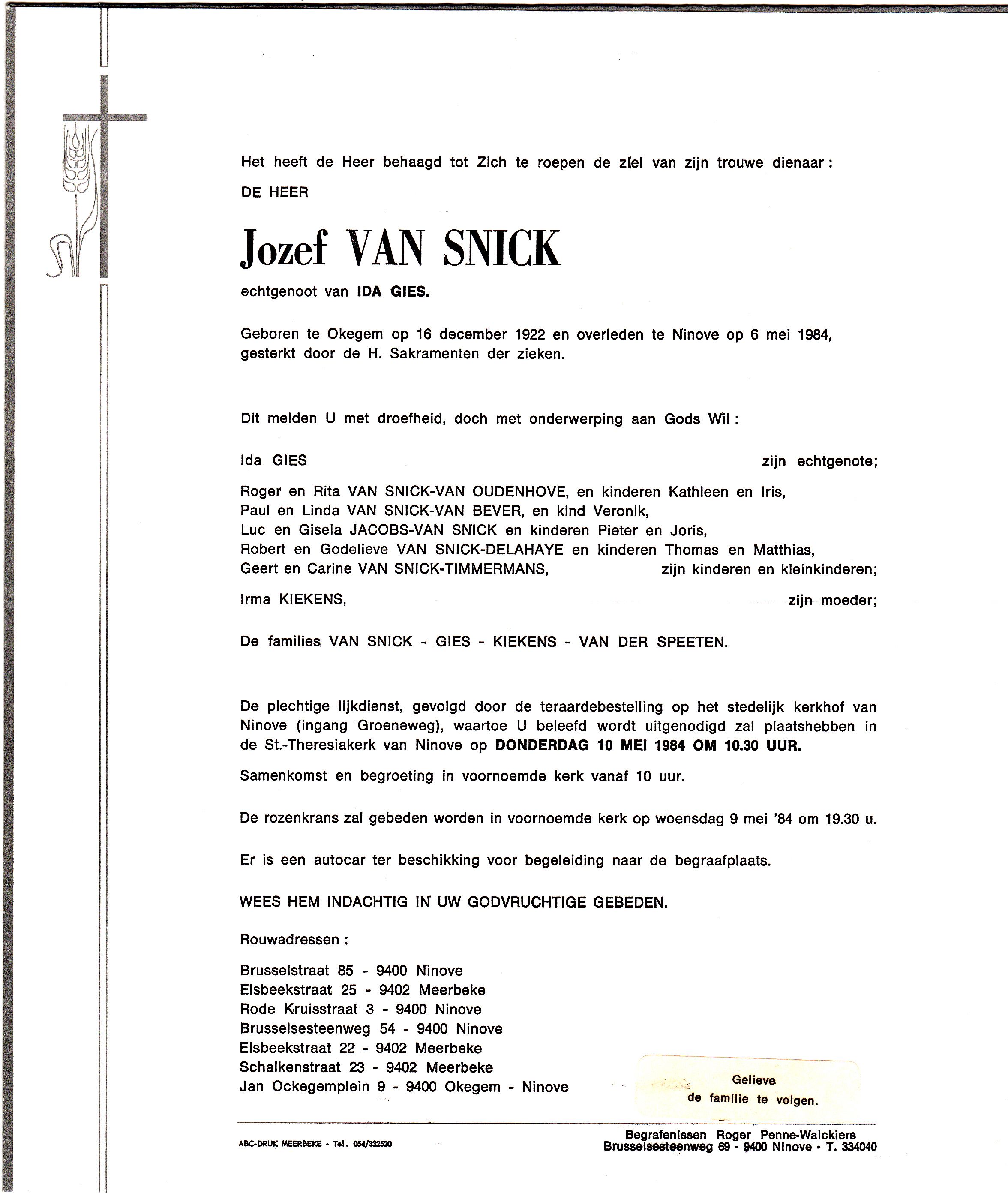 Van Snick Jozef  