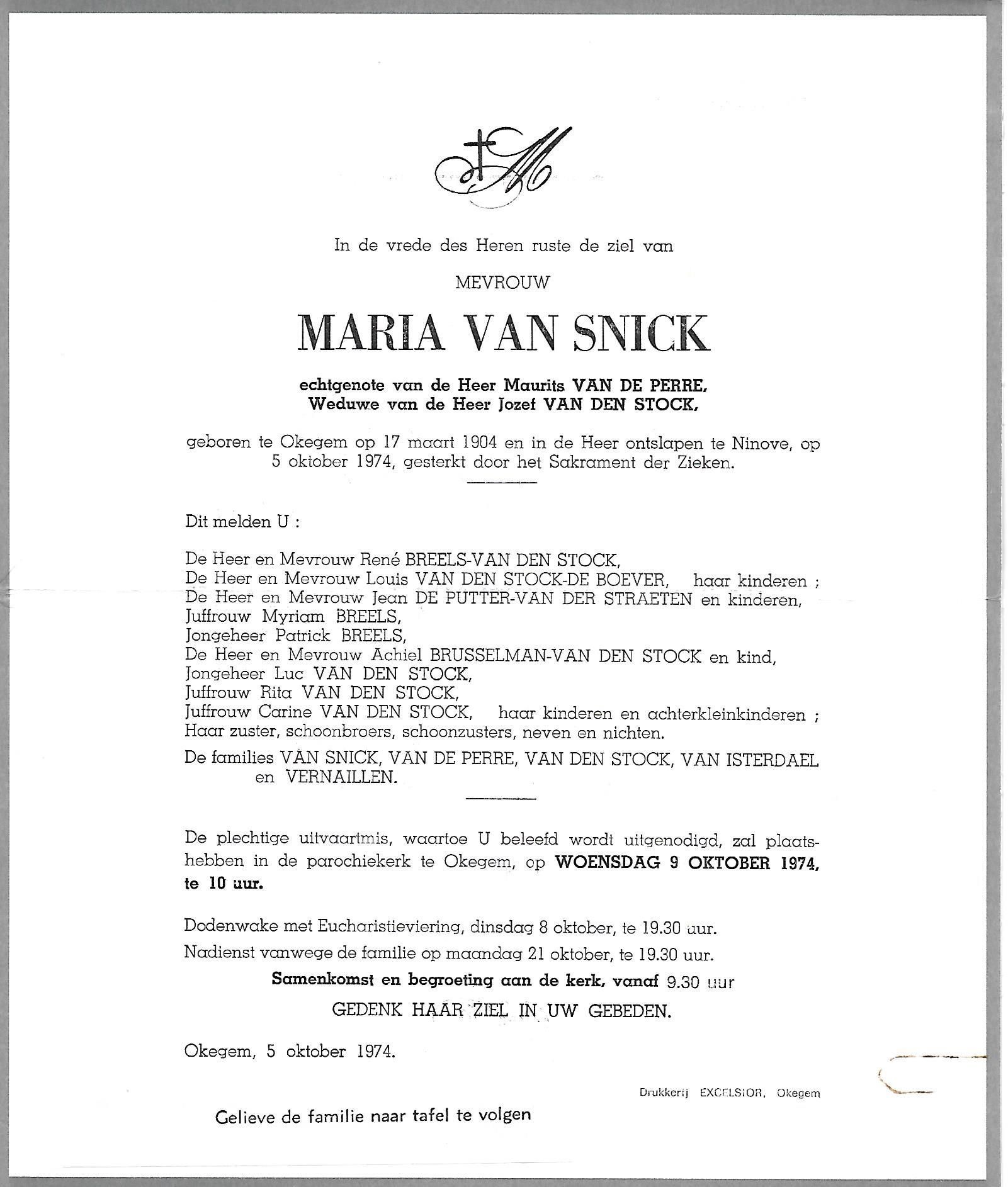 Van Snick Maria (xx)