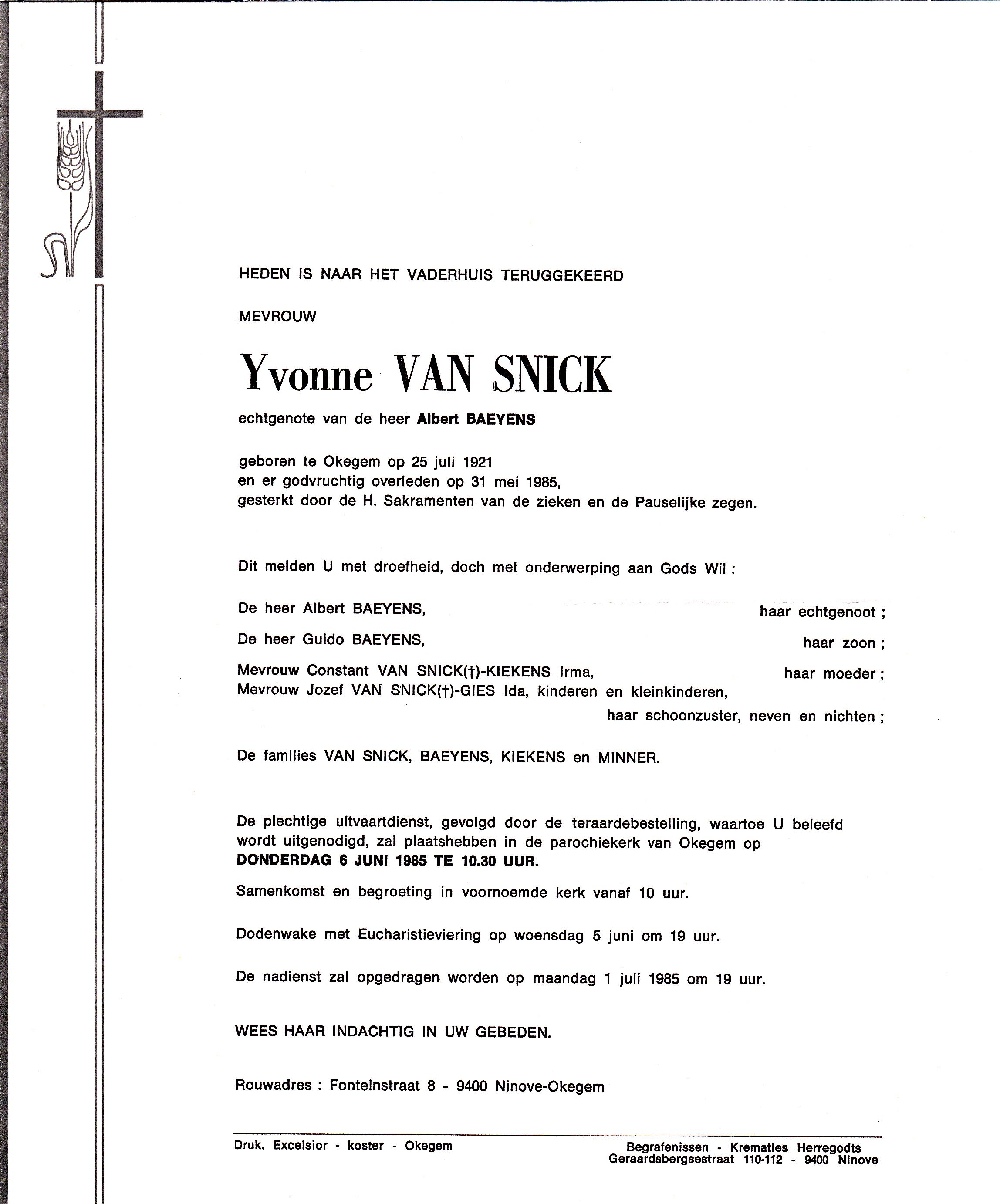 Van Snick Yvonne  