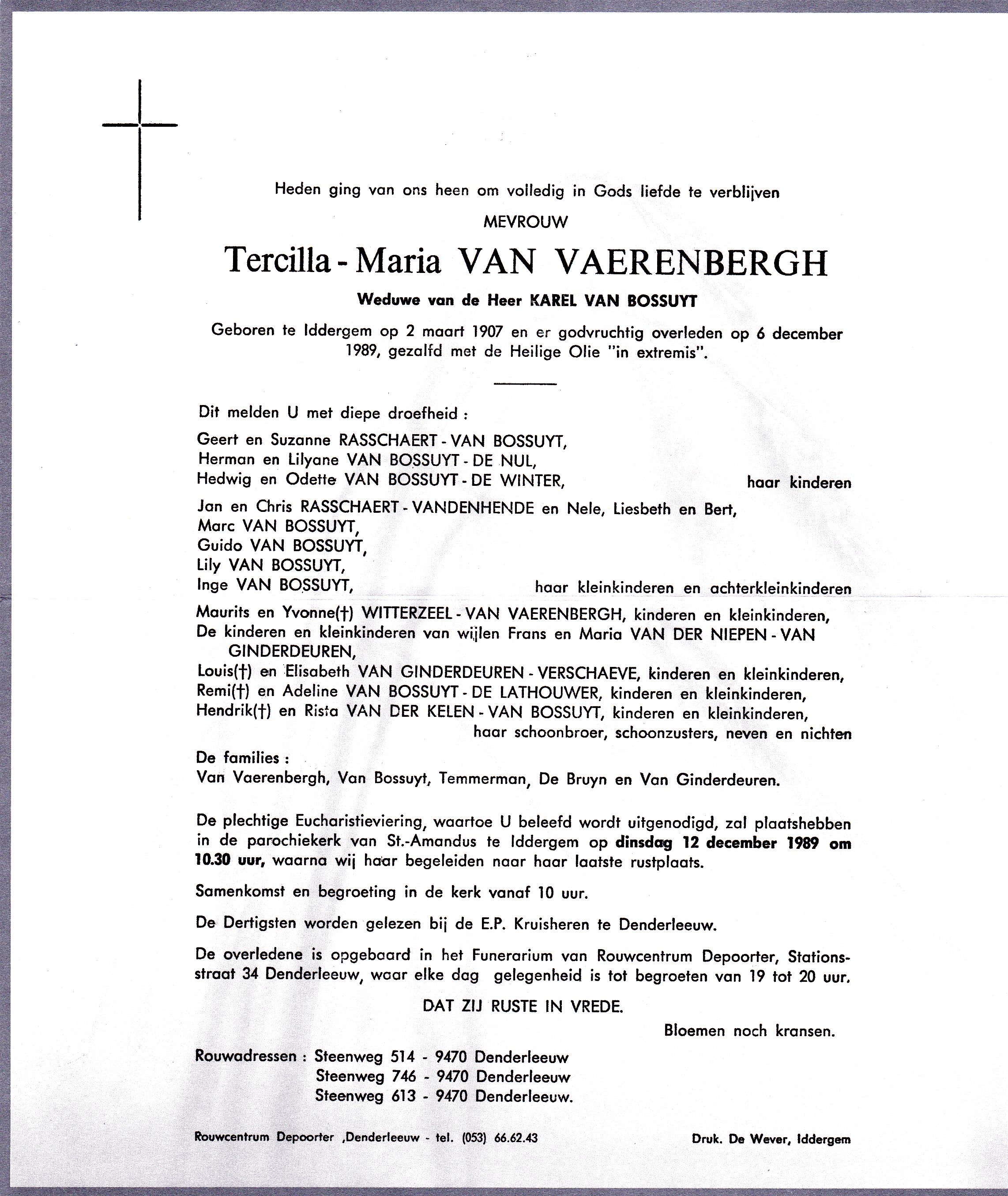 Van Vaerenbergh Tercilla Maria  