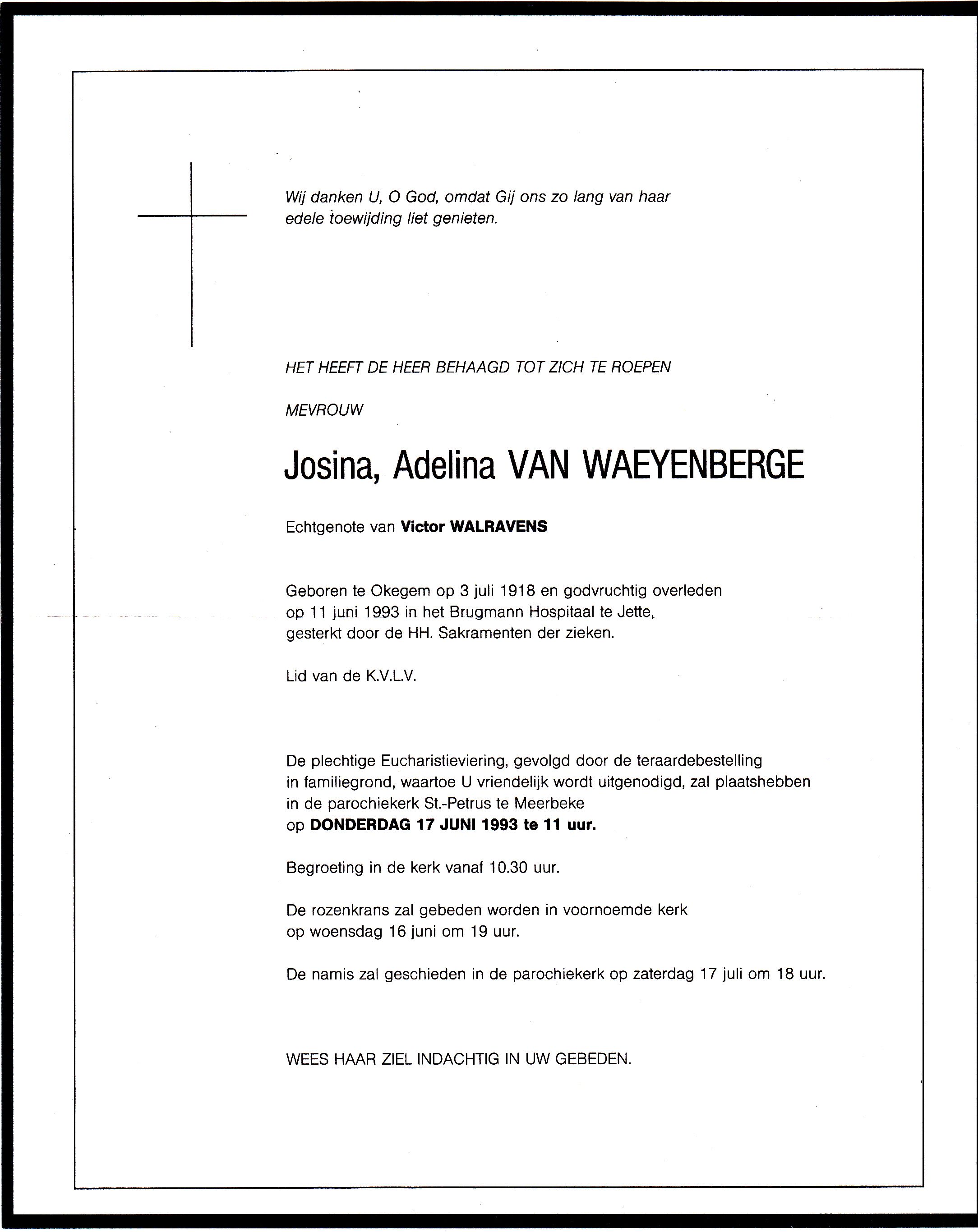 Van Waeyenberge Josina Adelina  