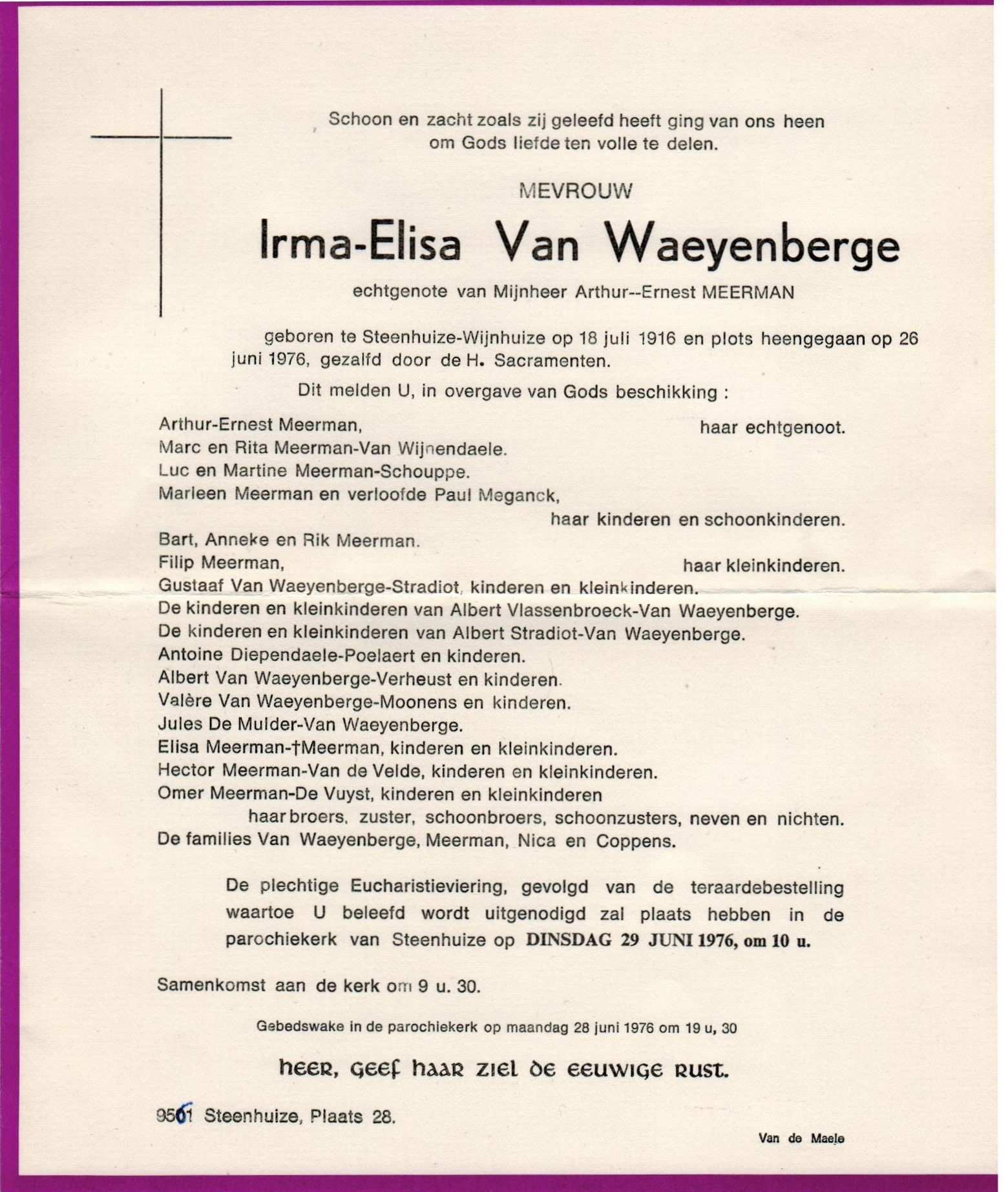 Van Waeyenberghe Irma-Elisa