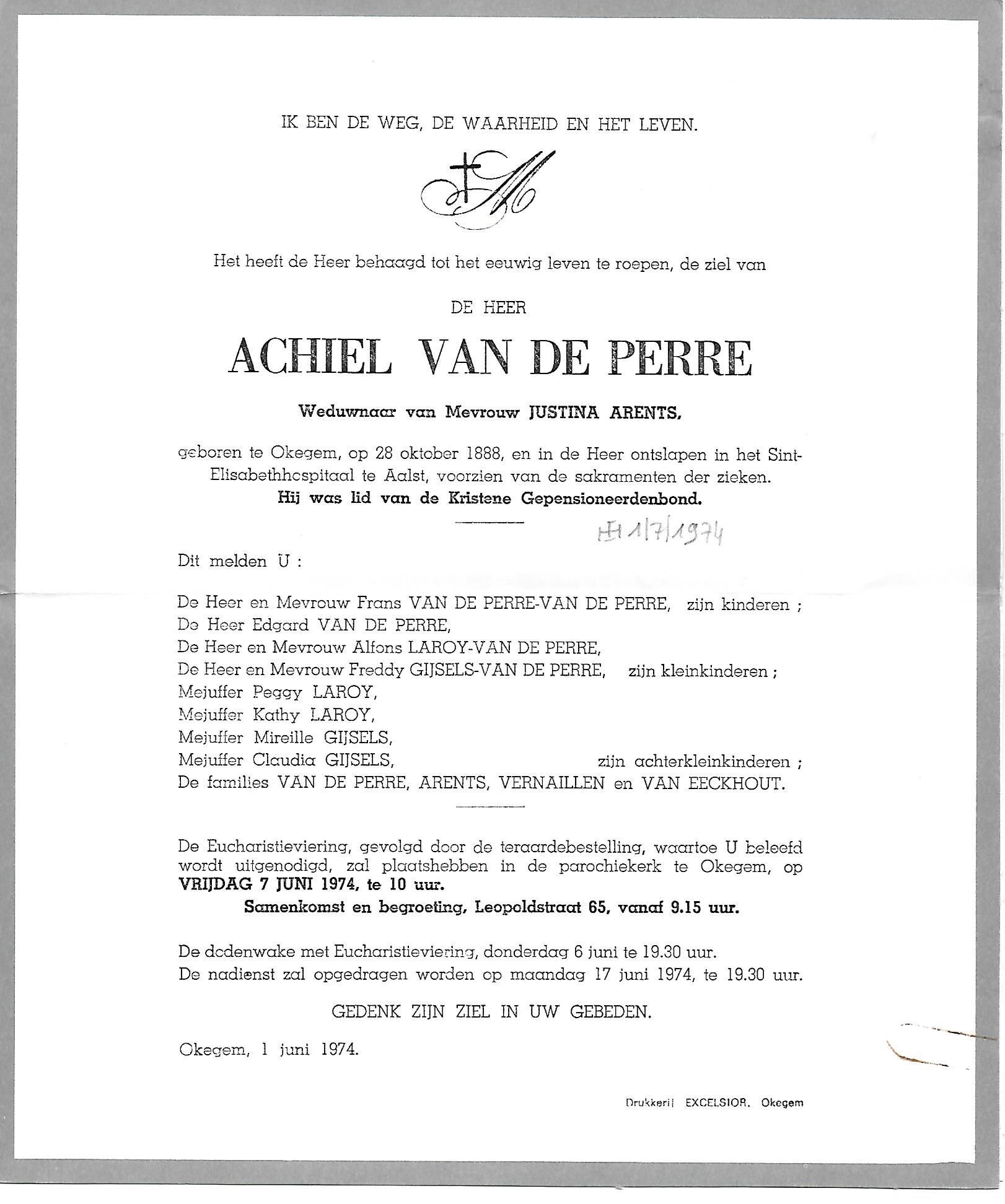 Van de Perre Achiel  (x Justine Arents)  