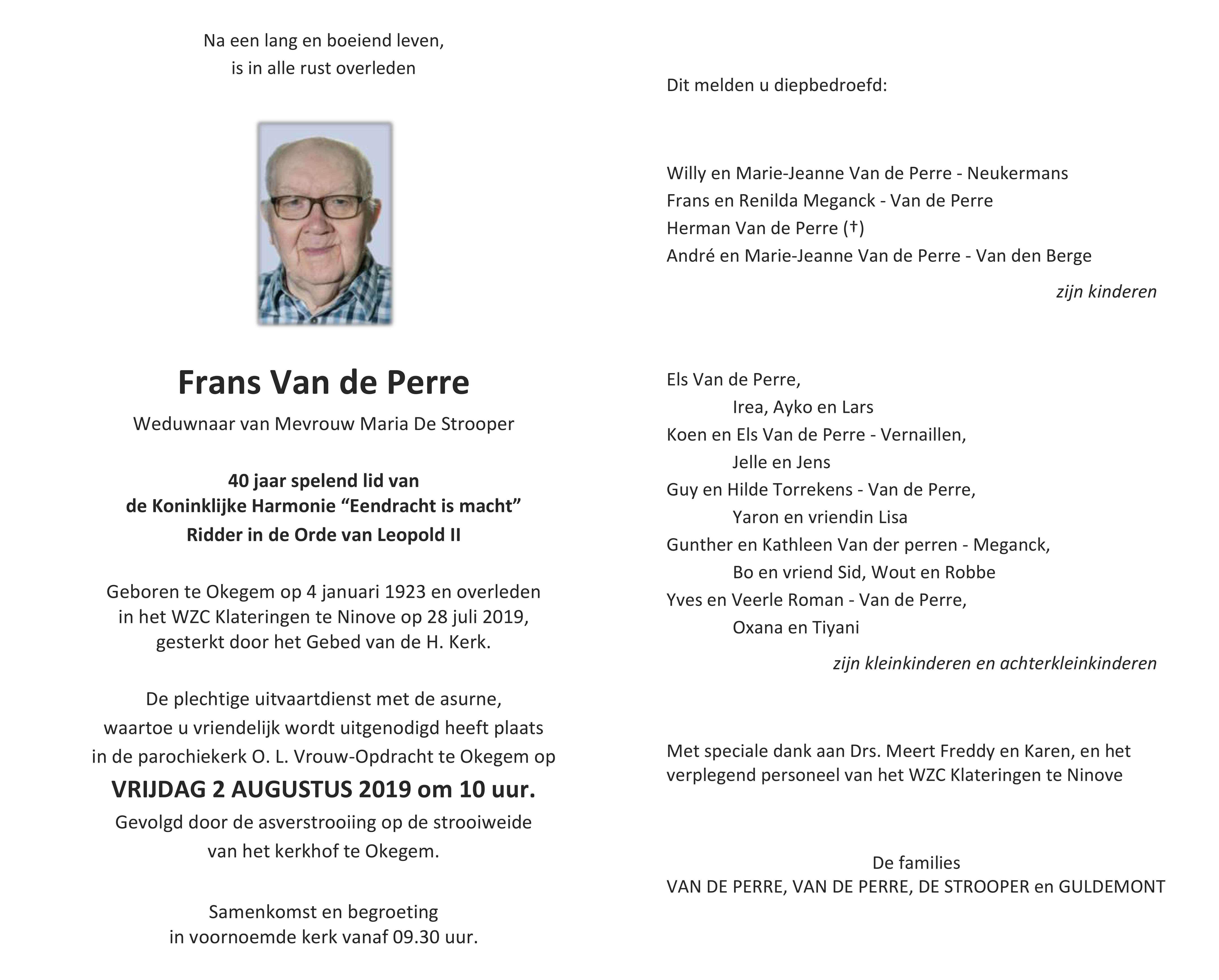 Van de Perre Frans (x De Strooper) 