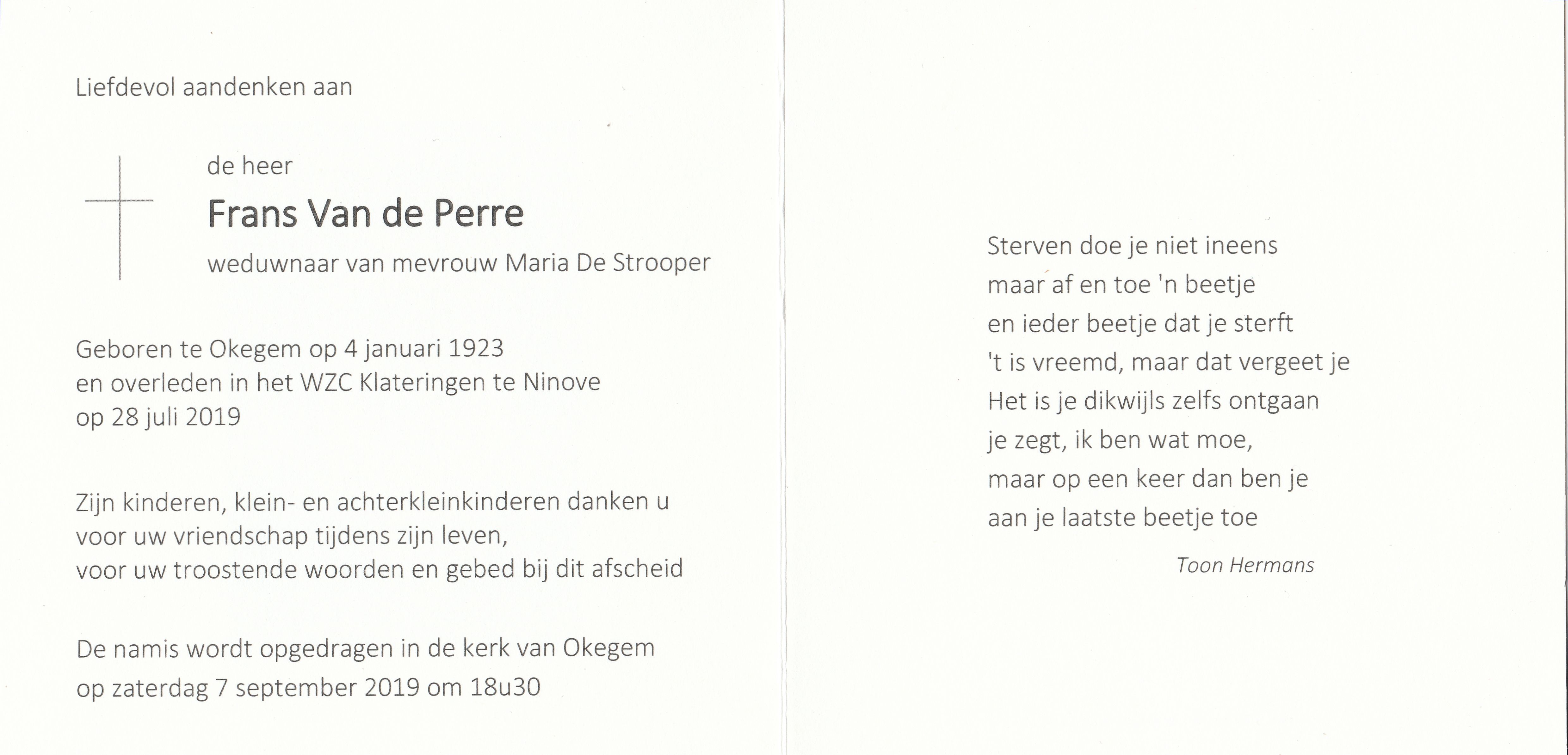 Van de Perre Frans (x De Strooper)