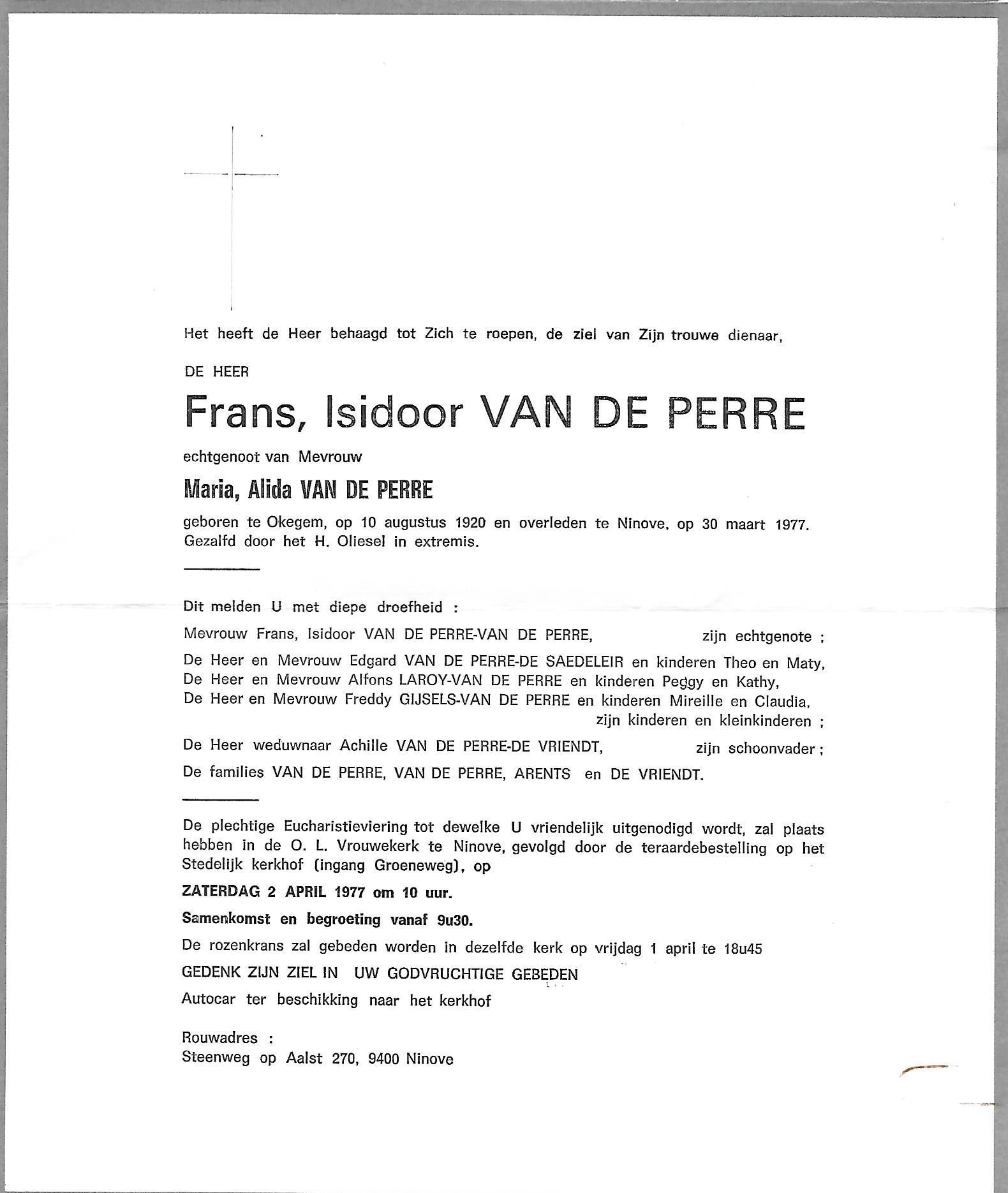 Van de Perre Frans Isidoor  