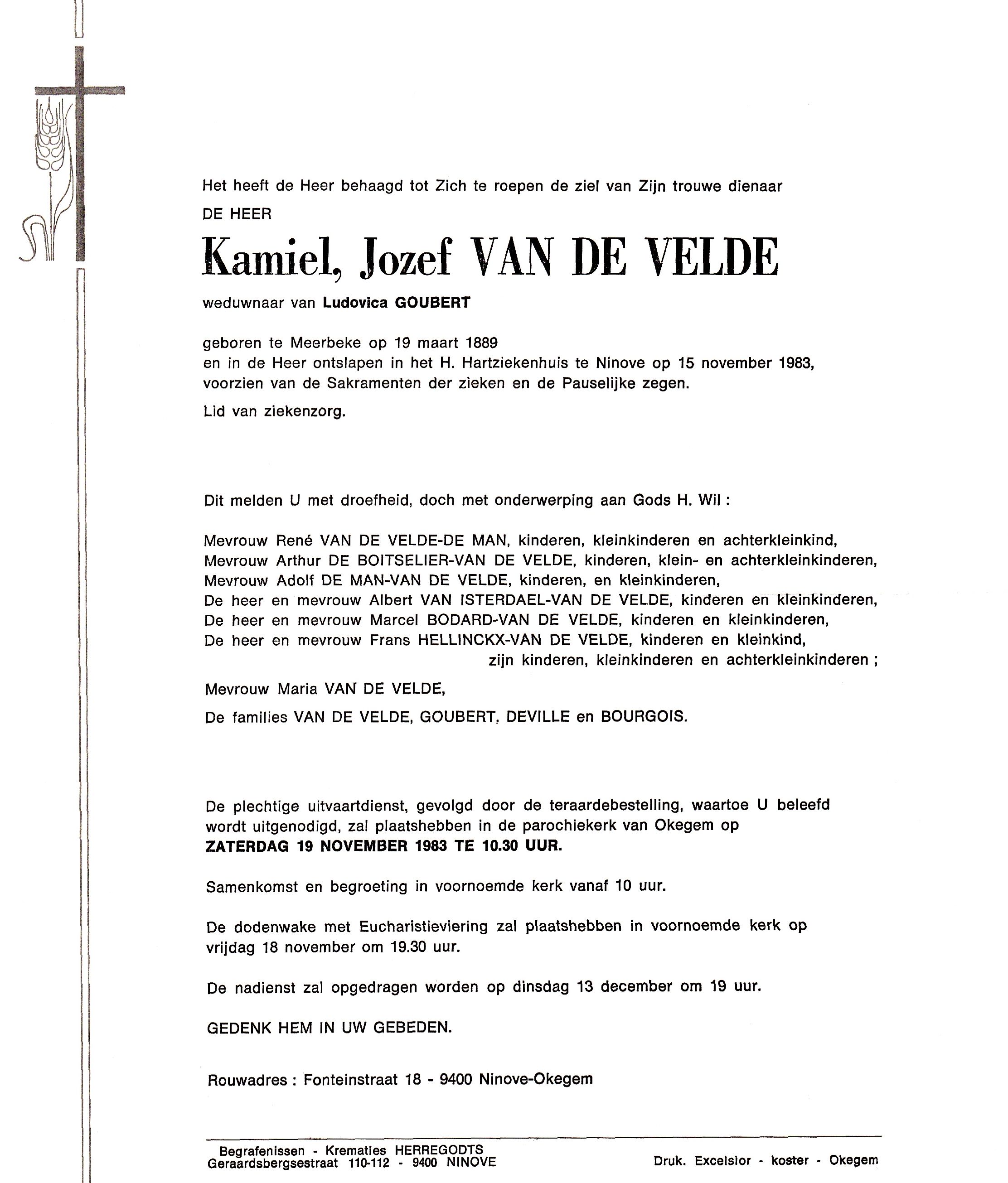 Van de Velde Kamiel Jozef  