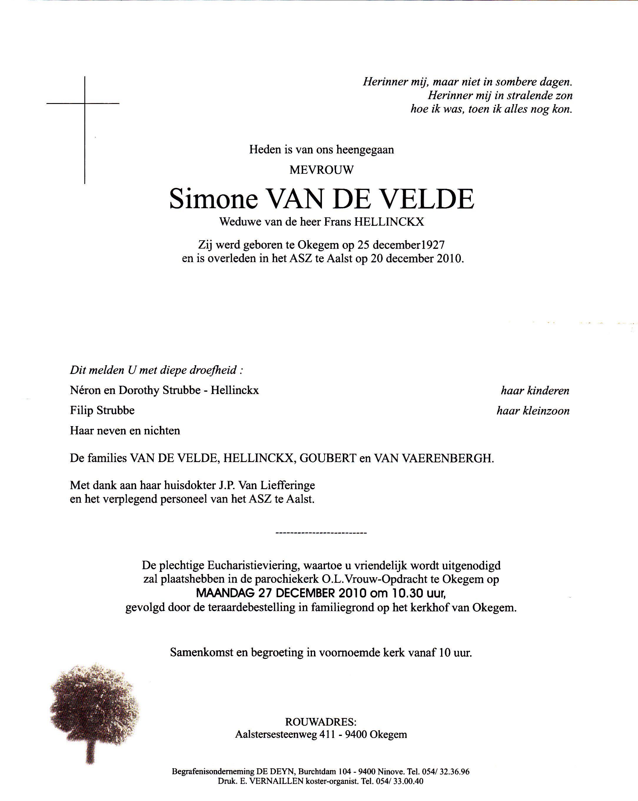 Van de Velde Simonne  