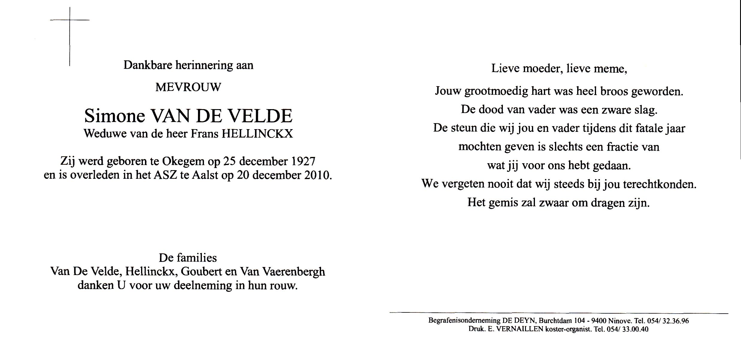 Van de Velde Simonne