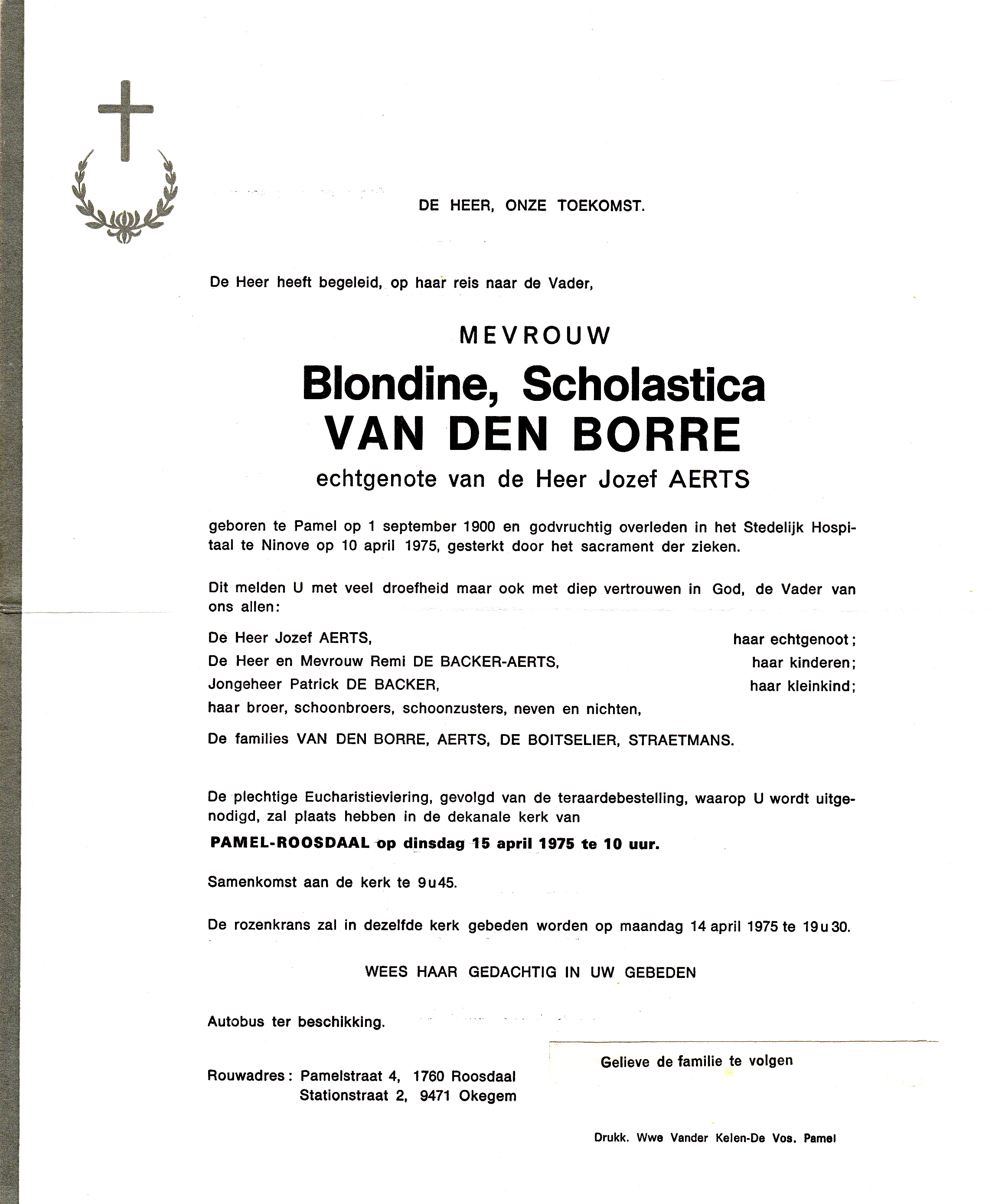 Van den Borre Blondine Scholastica  