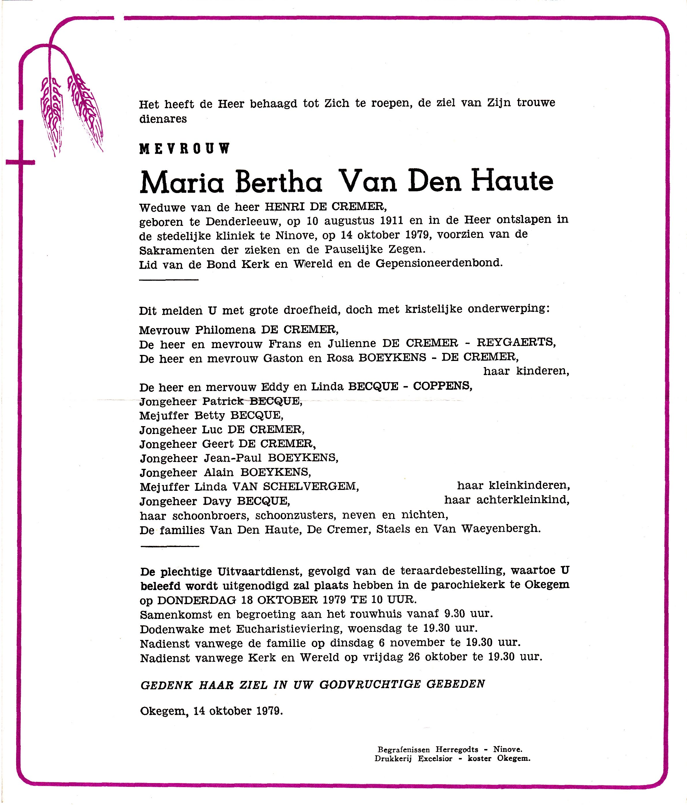 Van den Haute Maria Bertha  