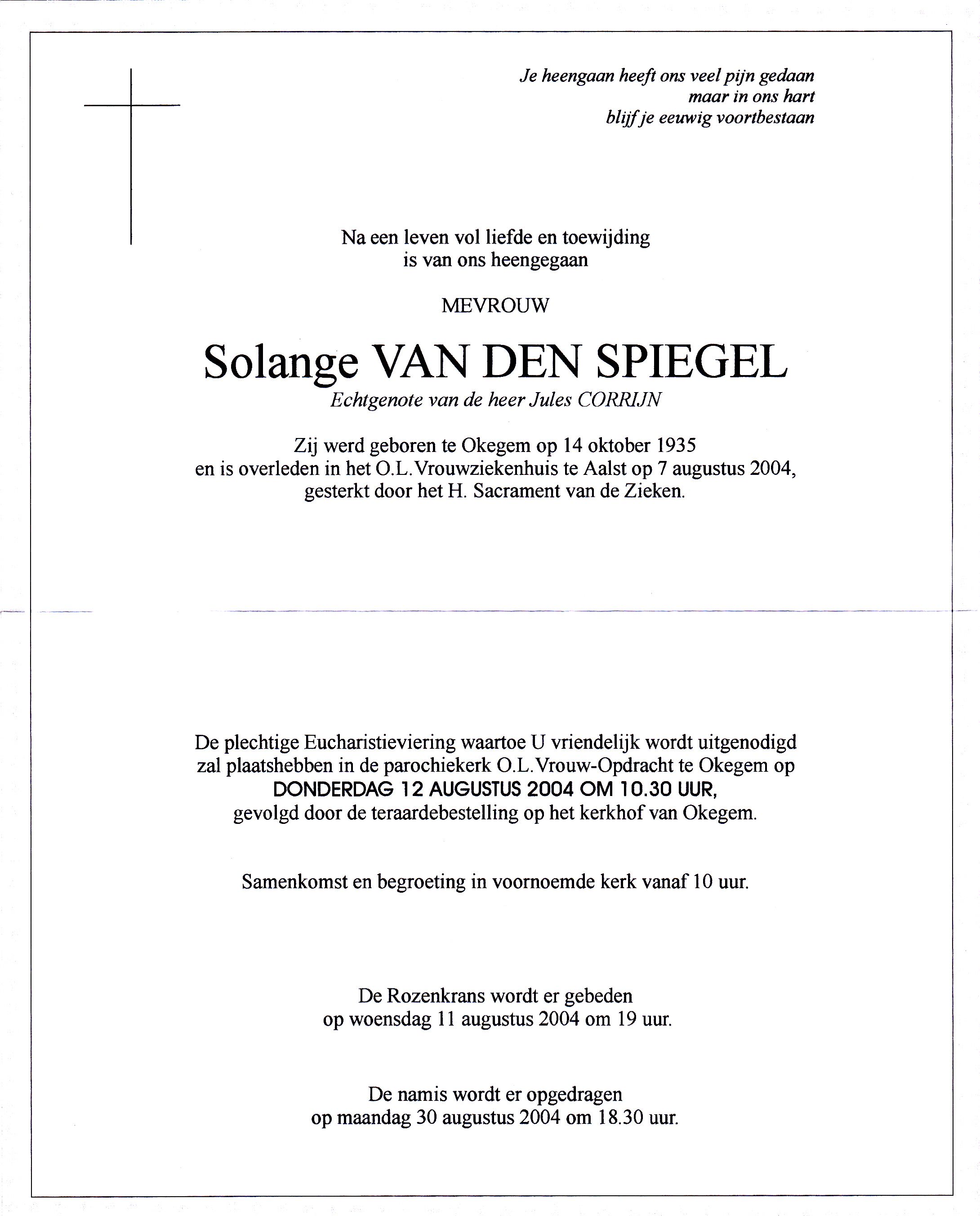 Van den Spiegel Solange  