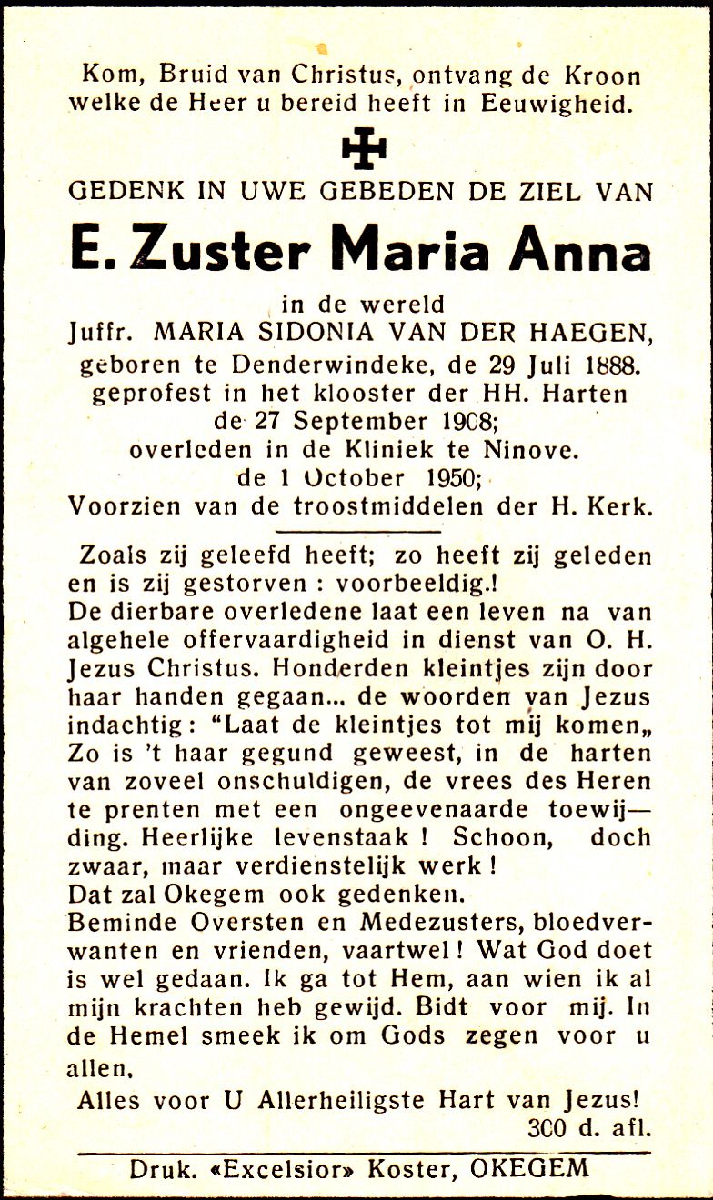 Van der Haegen Maria Sidonia