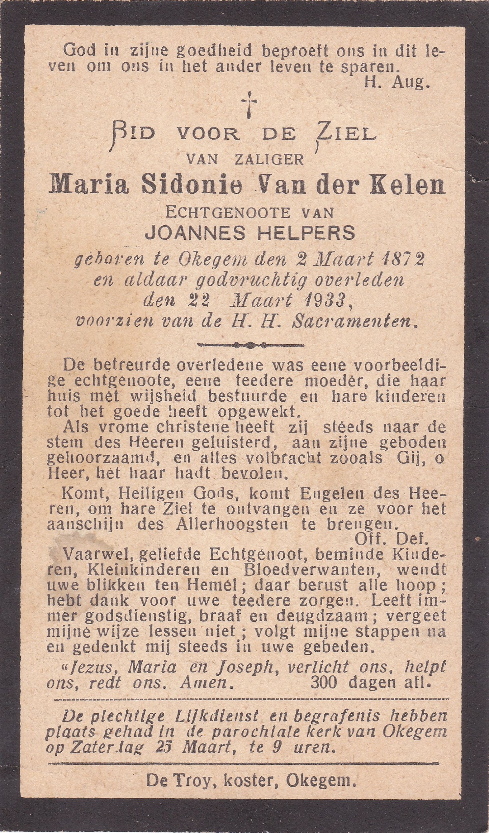 Van der Kelen Maria Sidonie