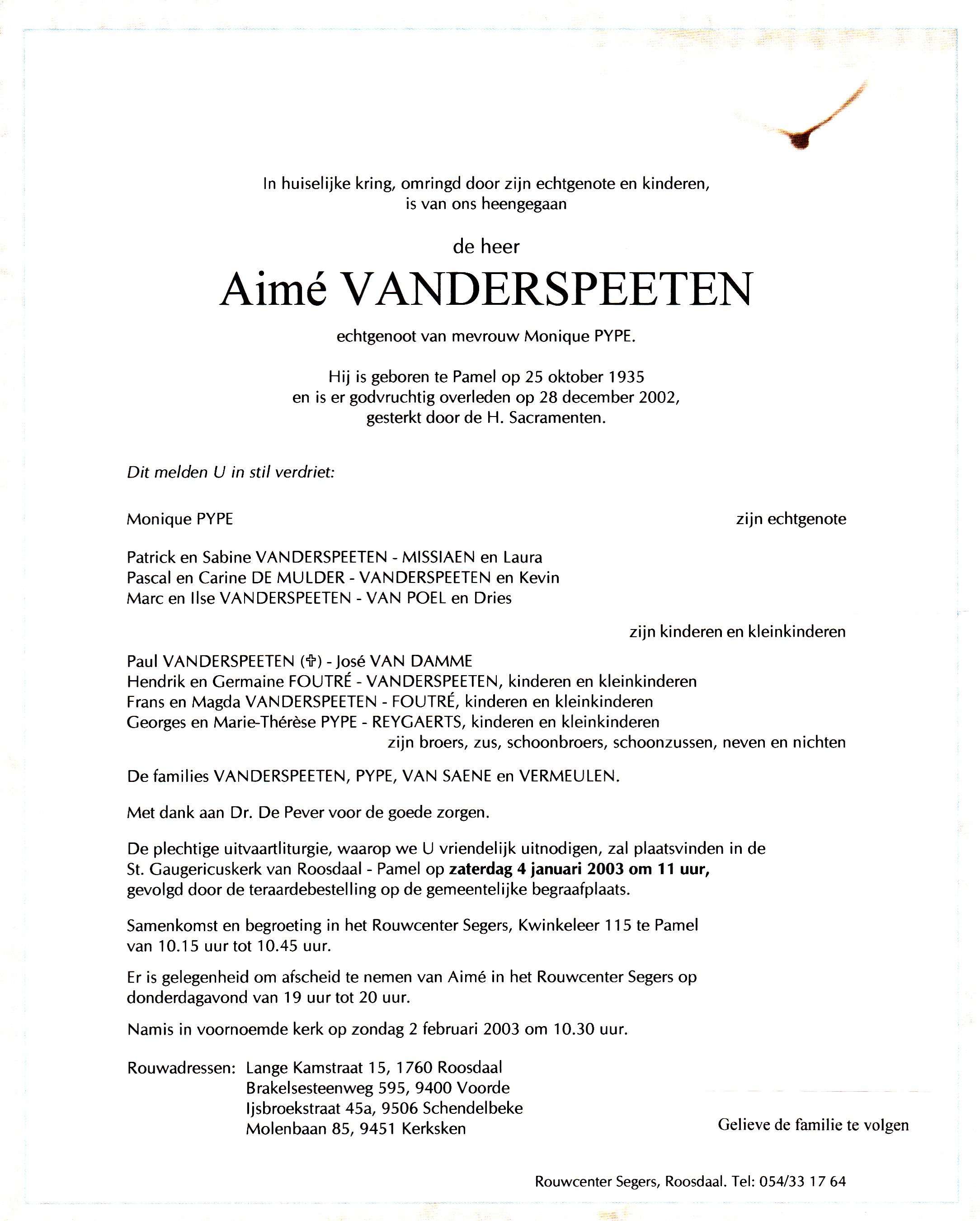Van der Speeten Aimé