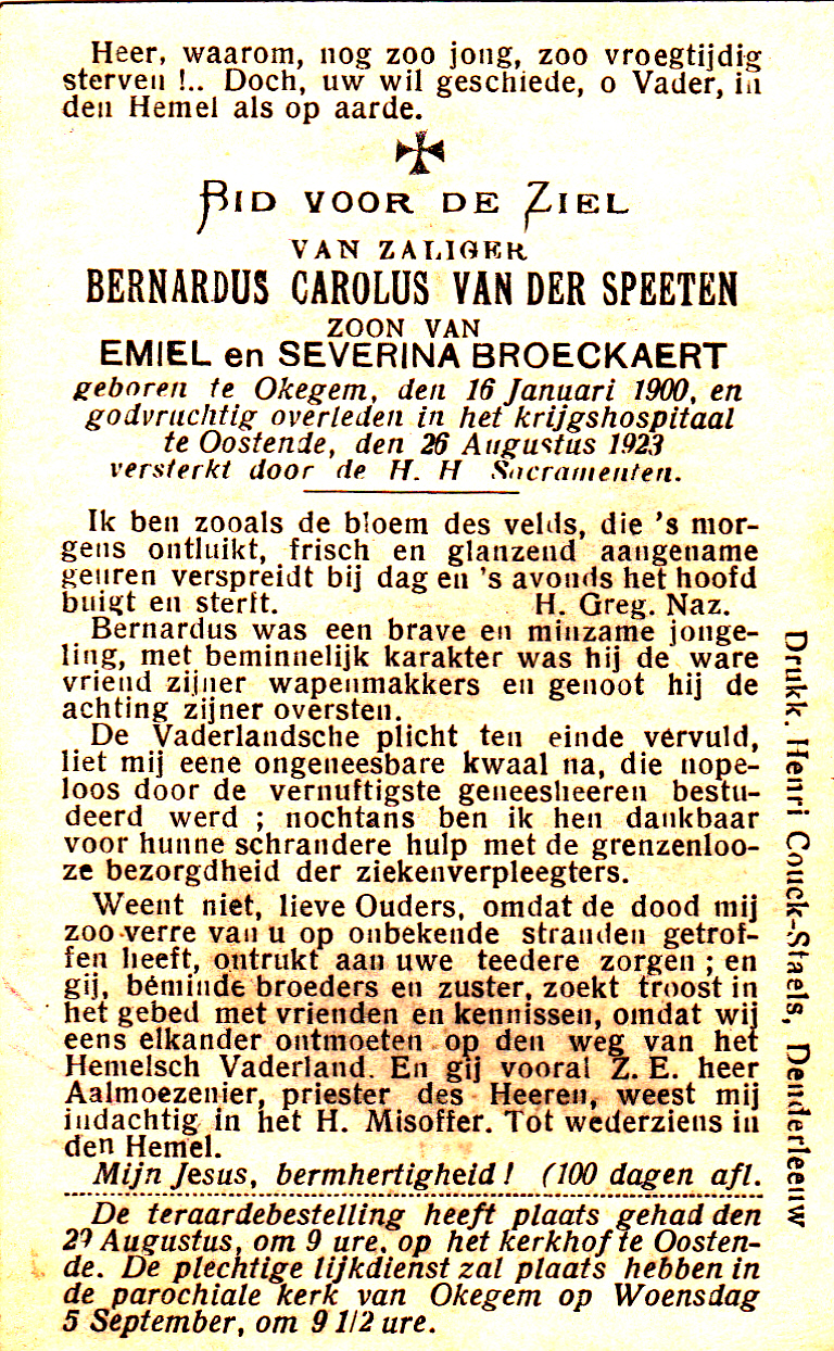 Van der Speeten Bernardus Carolus
