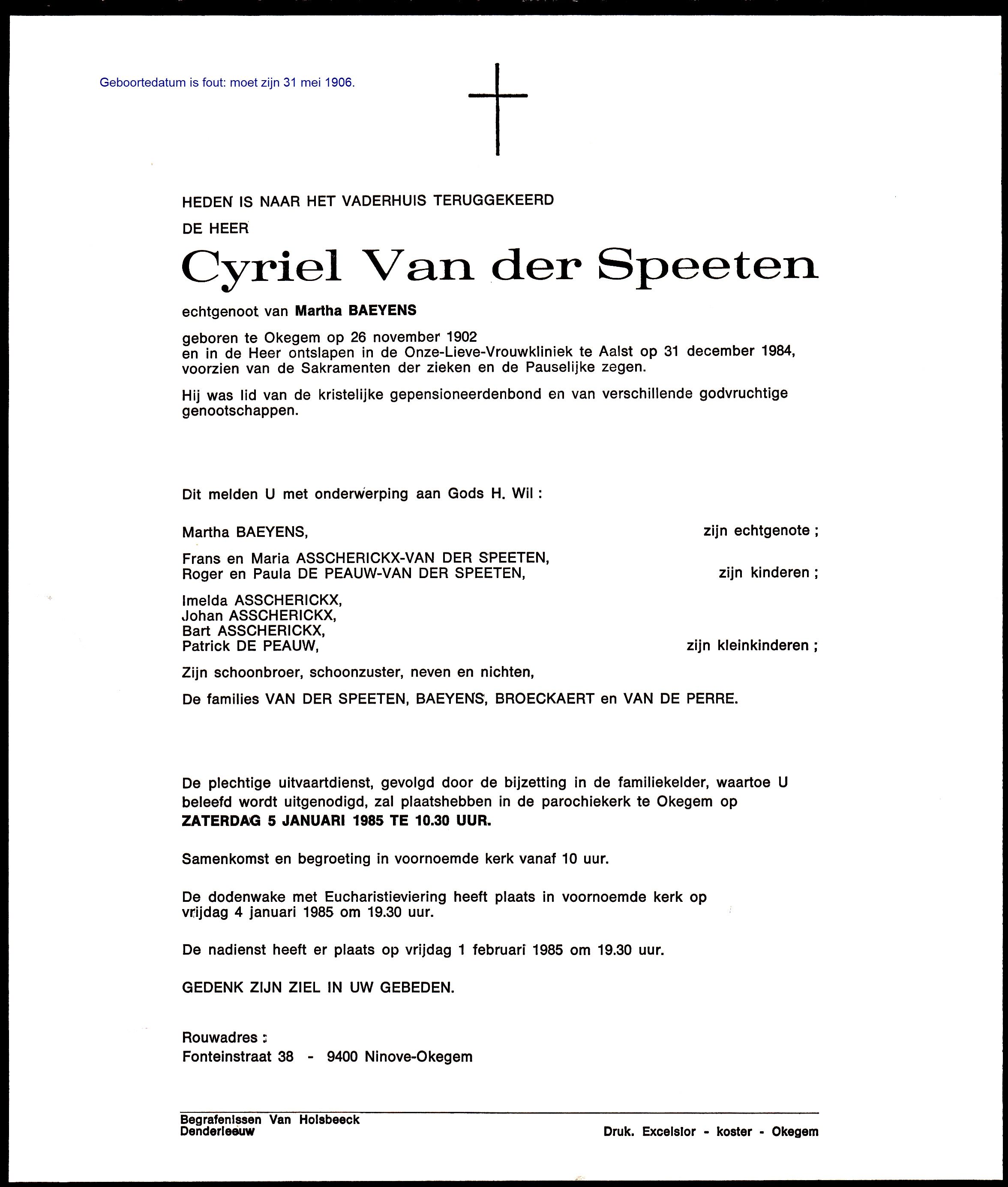 Van der Speeten Cyriel  