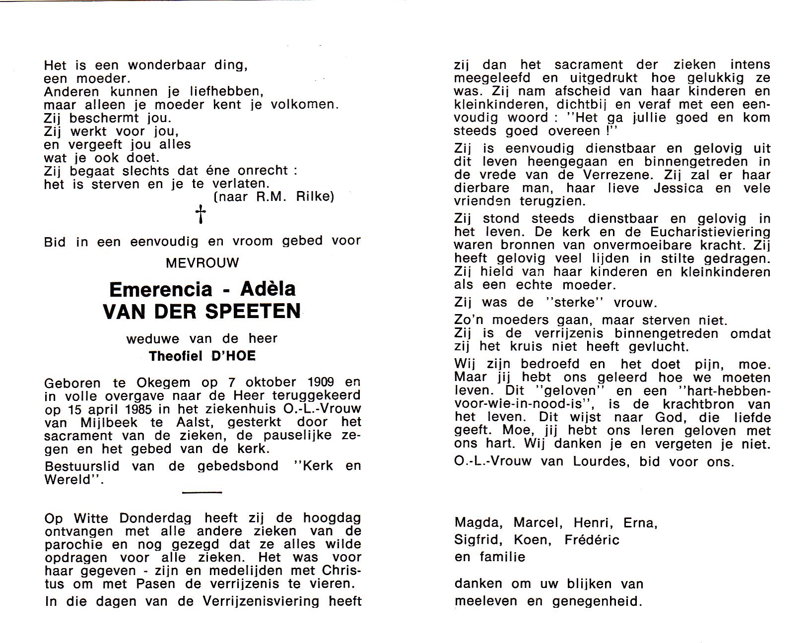 Van der Speeten Emerencia Adèle