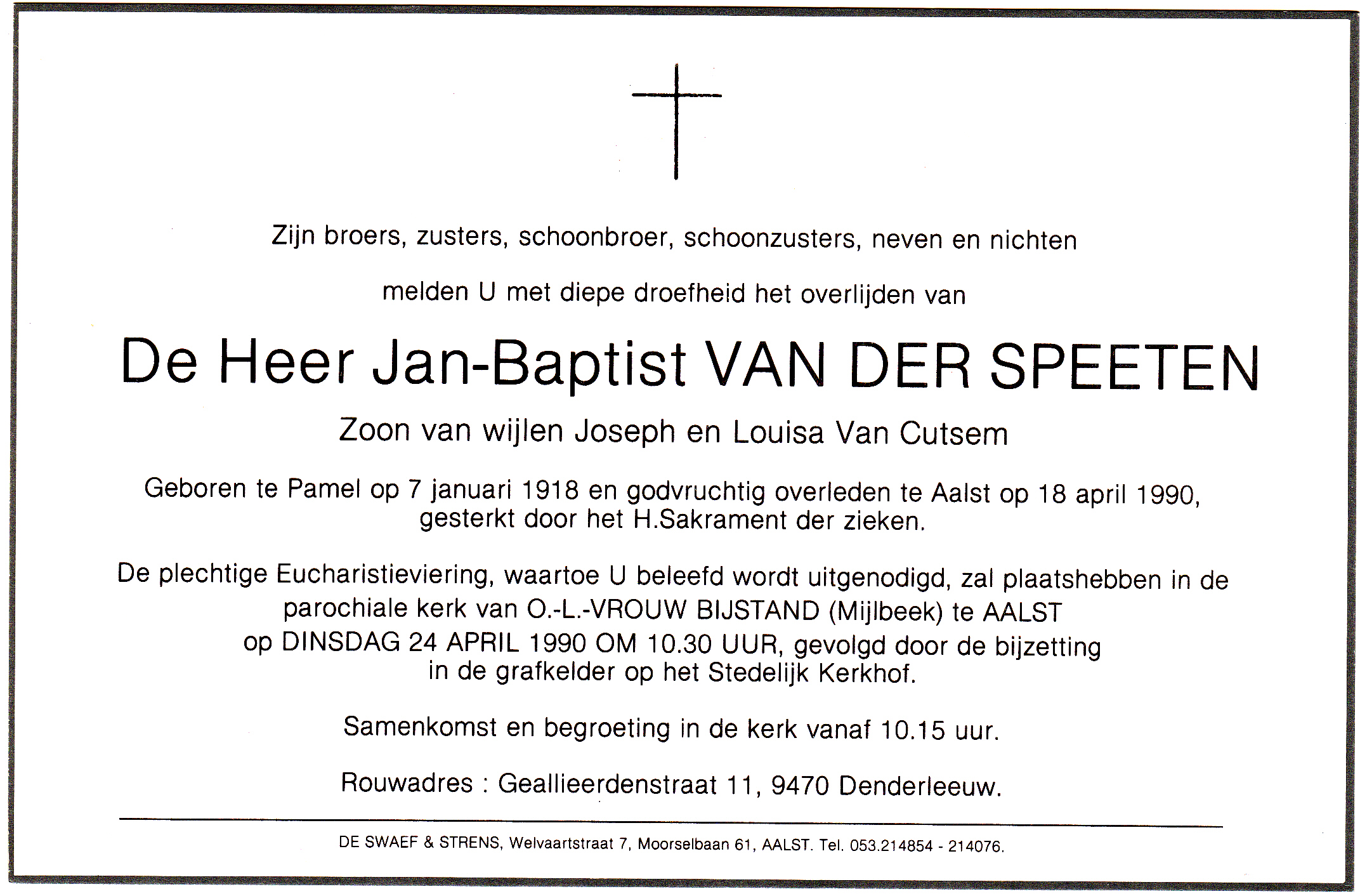 Van der Speeten Jan Baptist  