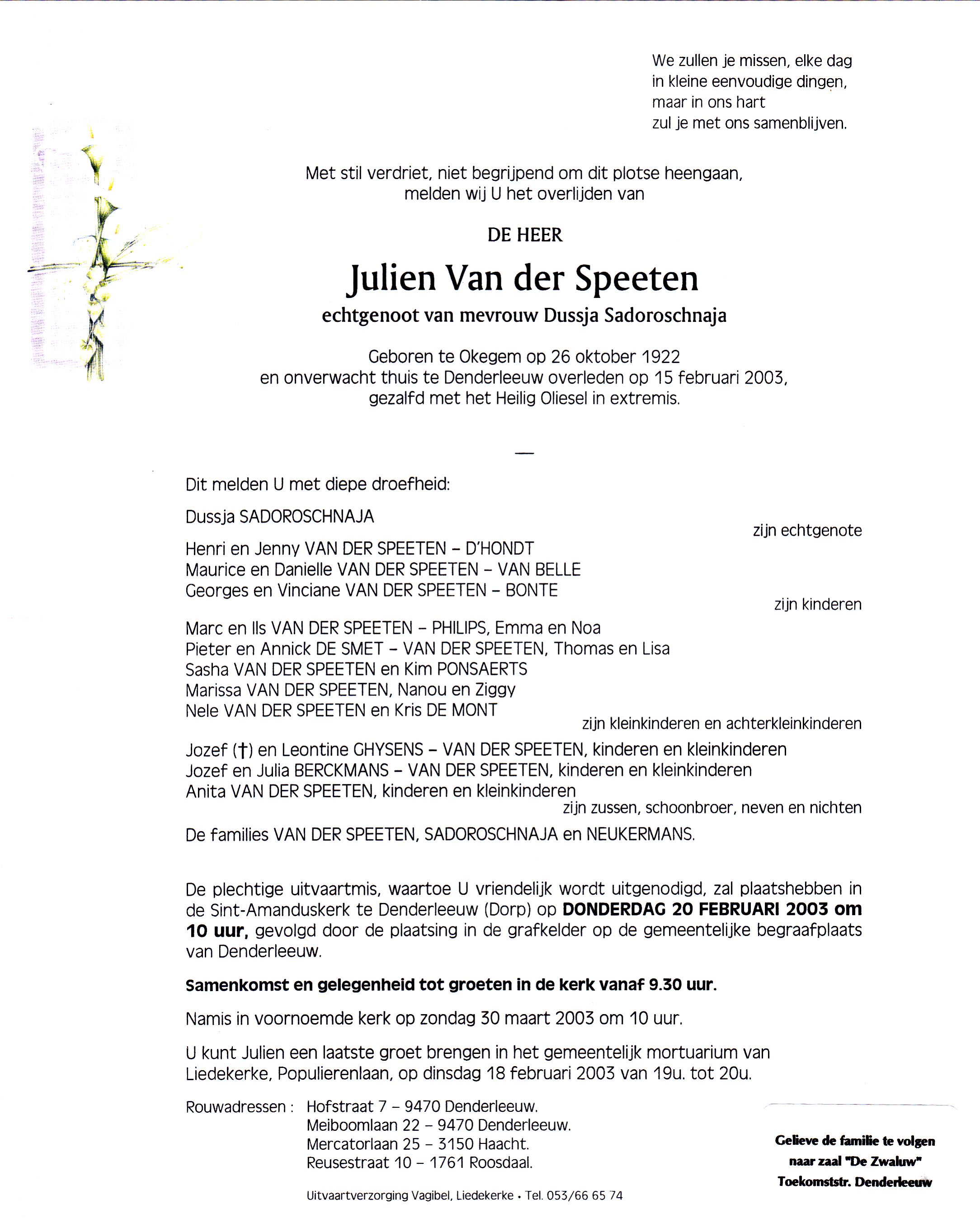 Van der Speeten Julien  