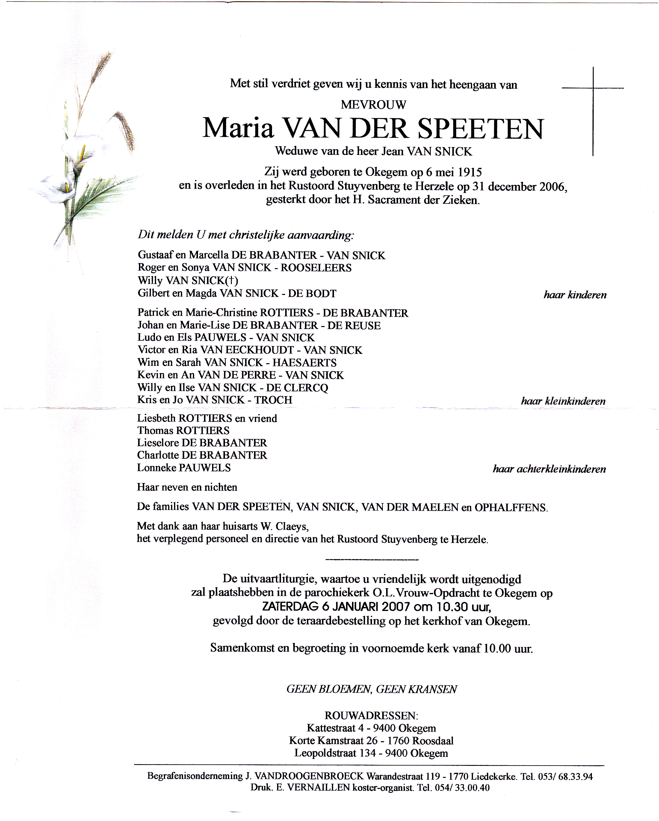 Van der Speeten Maria (x Van Snick) 