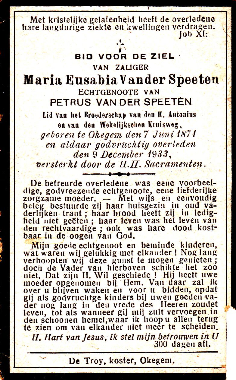 Van der Speeten Maria Eusabia