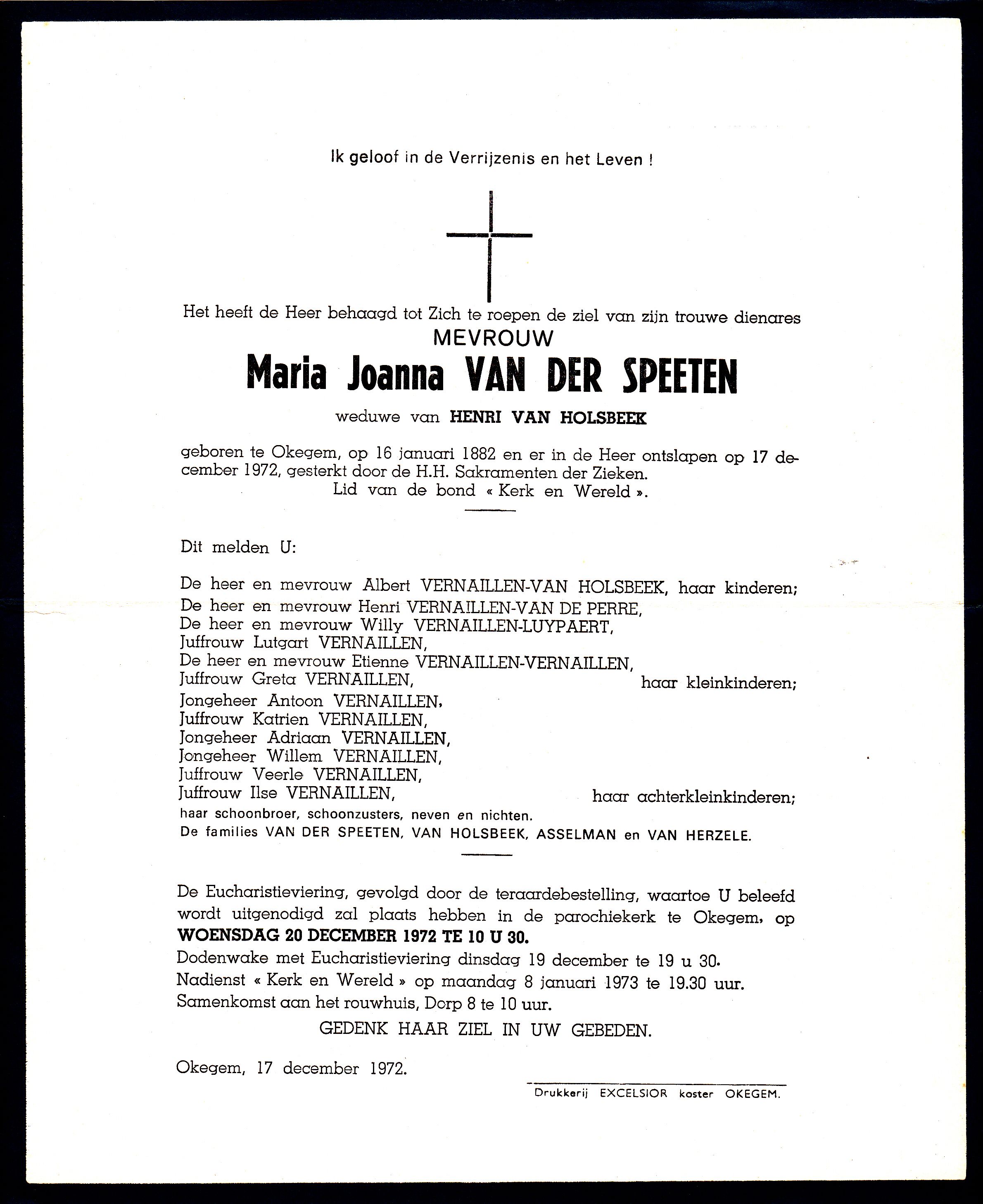 Van der Speeten Maria Joanna  