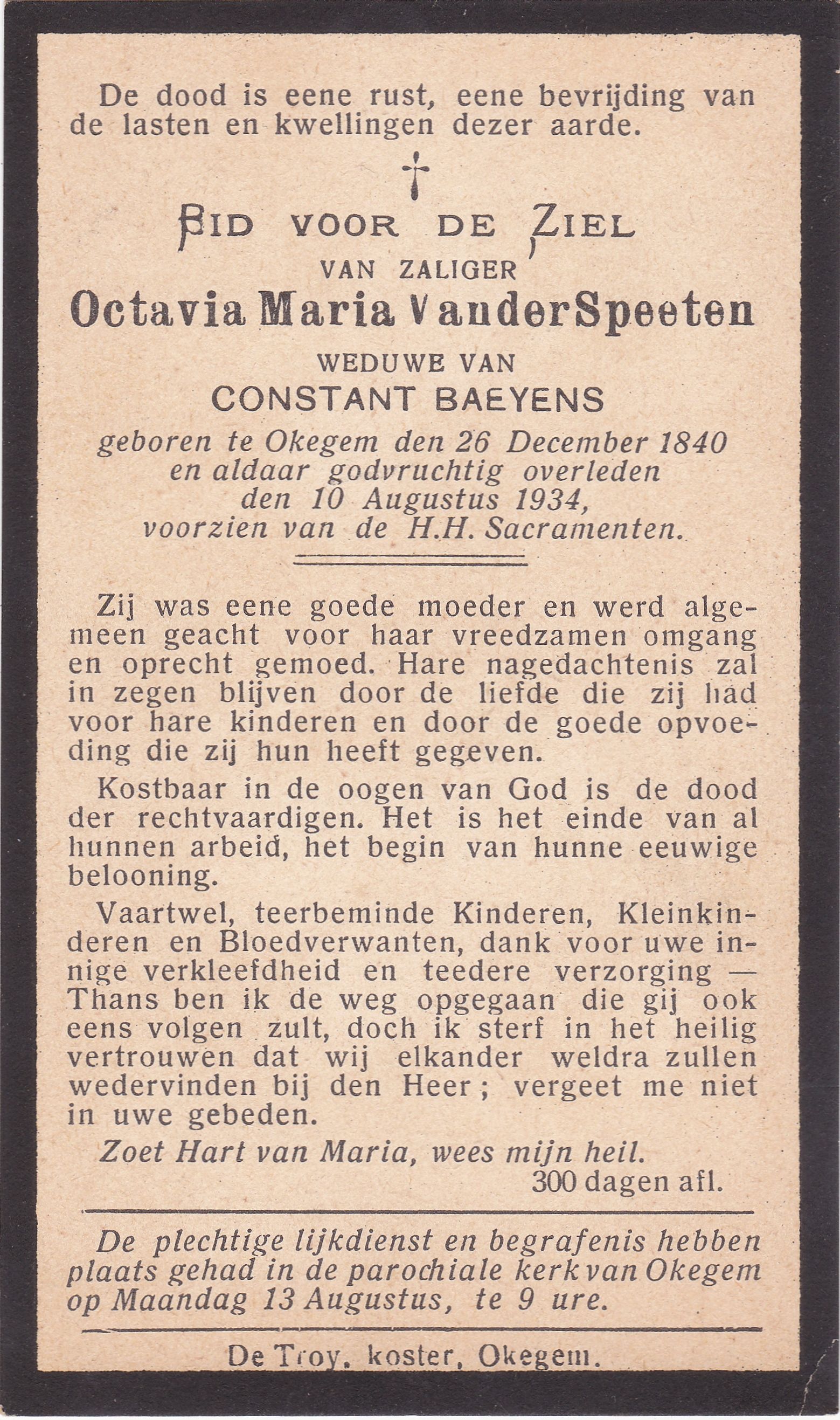 Van der Speeten Maria Octavia